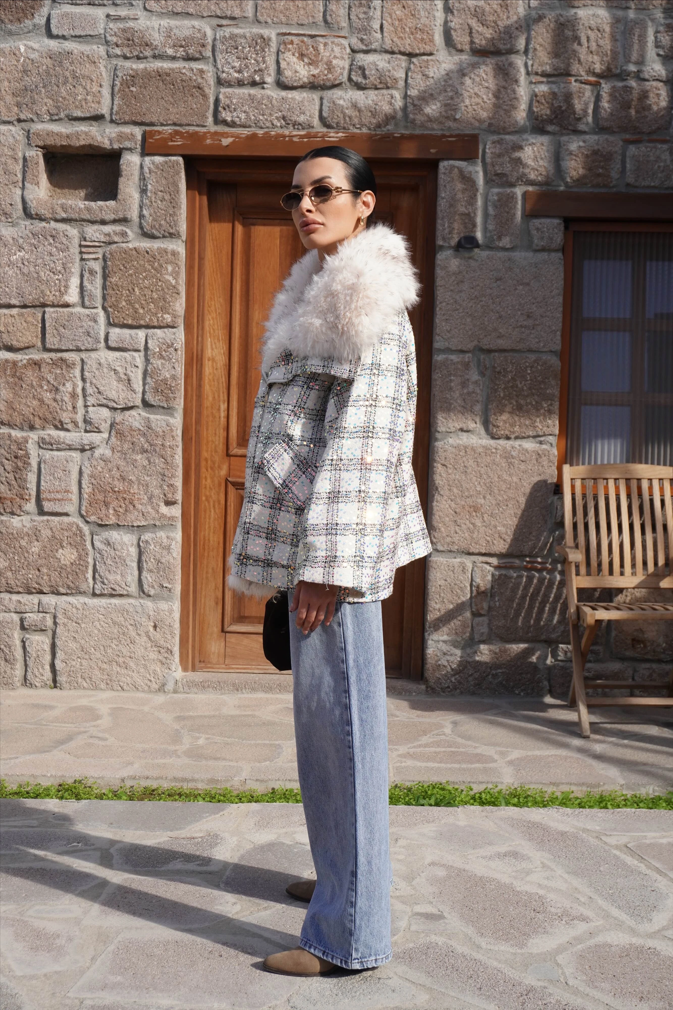 İthal Tasarım Premium Kürk Yaka Detaylı Tüvit Mont