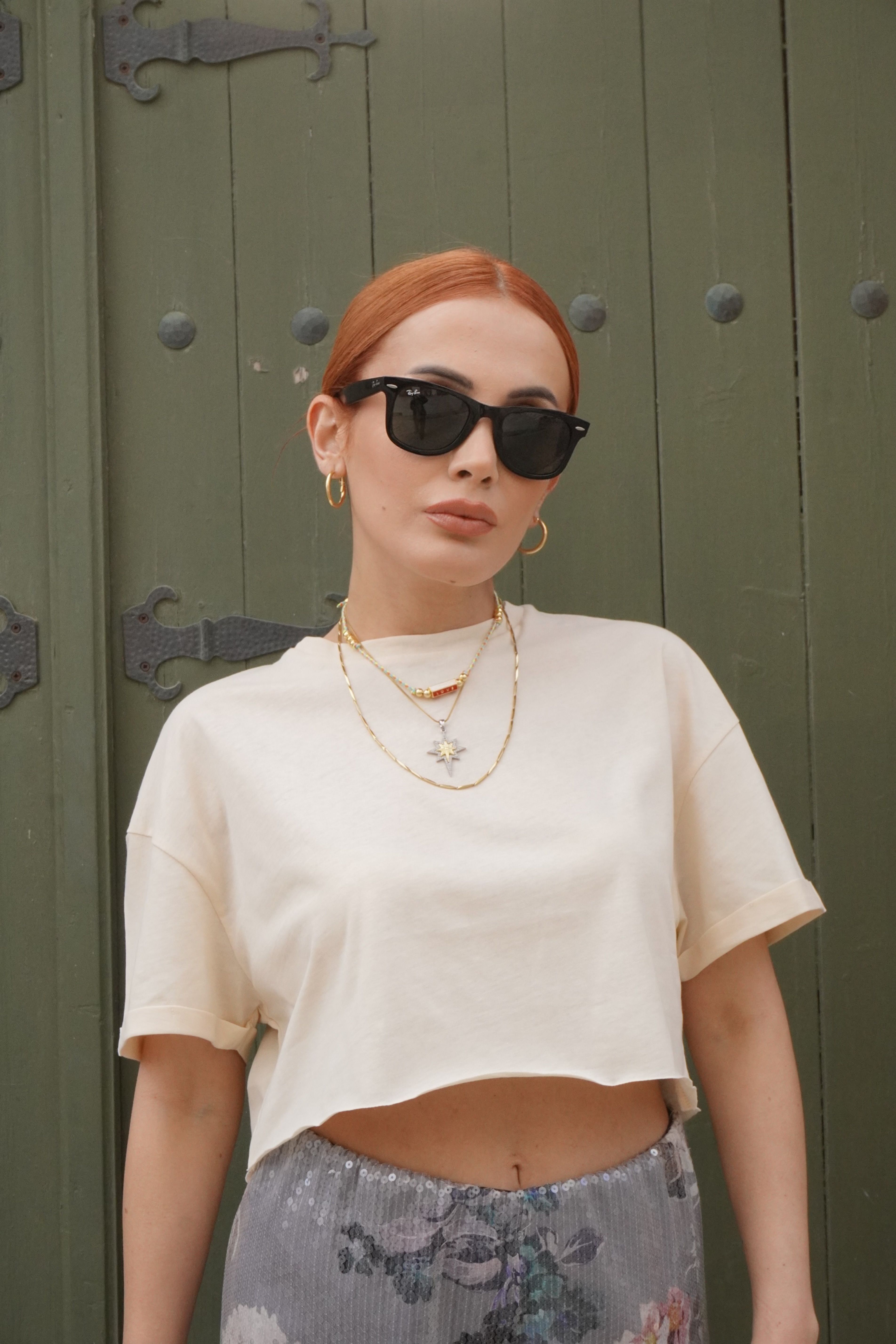 Crop Basic Bej T-shirt