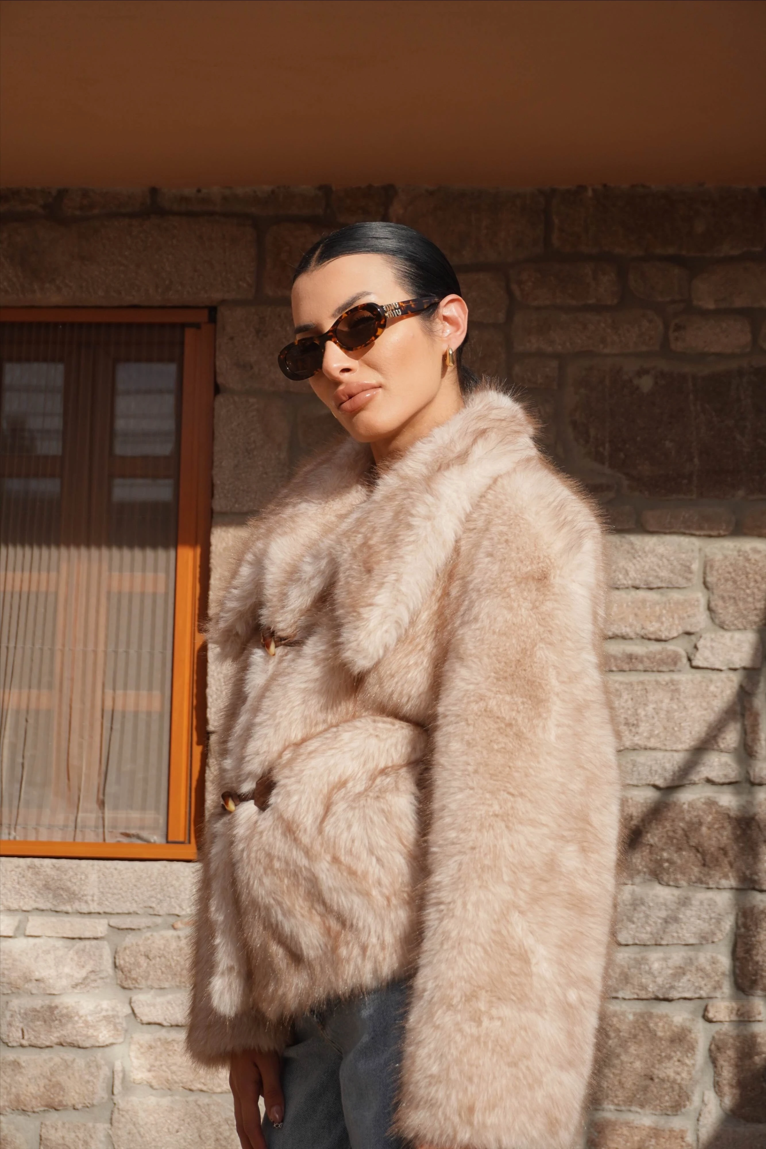 İthal Premium Kahve Yaka Detaylı Kısa Kürk