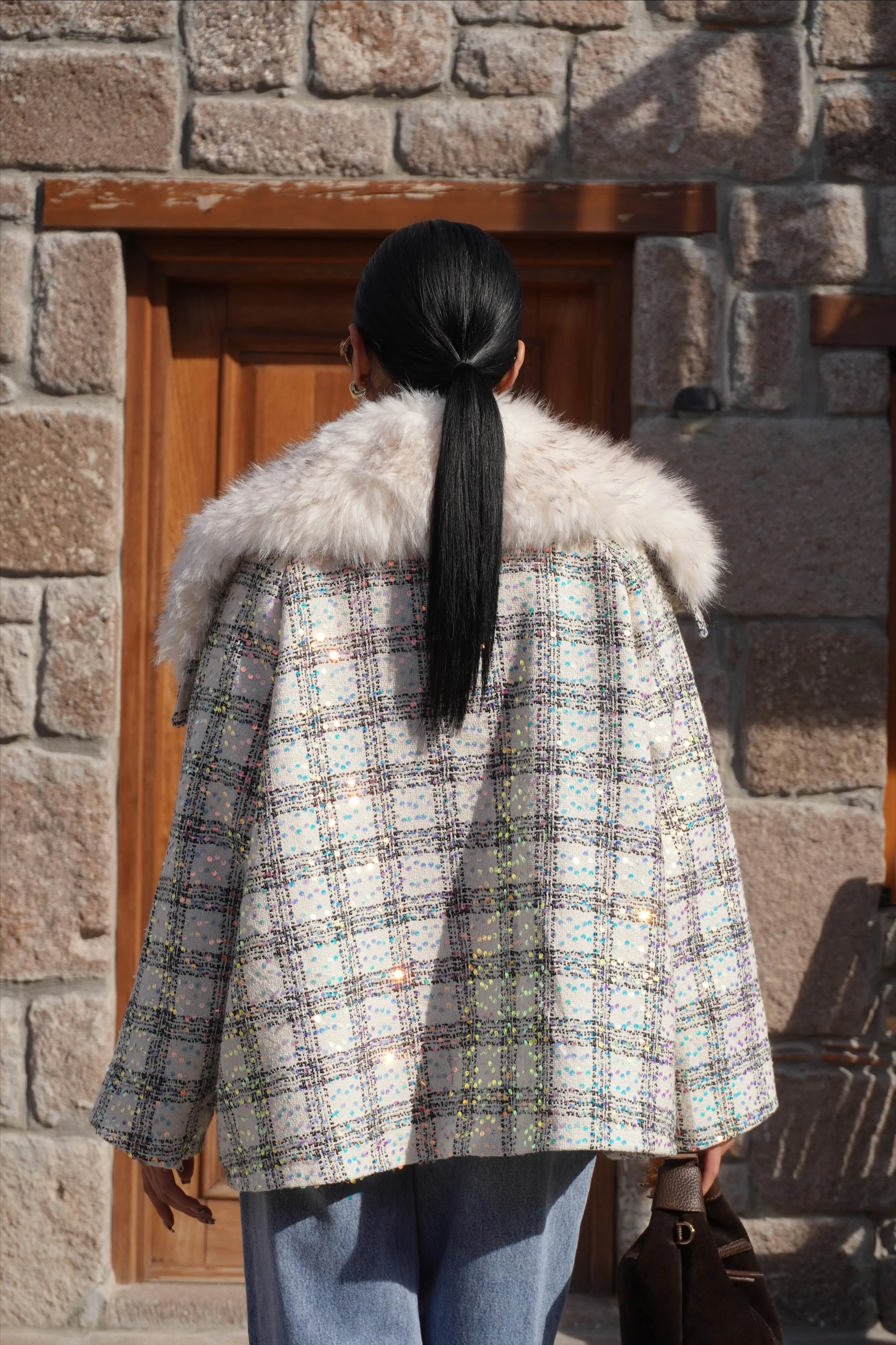 İthal Tasarım Premium Kürk Yaka Detaylı Tüvit Mont