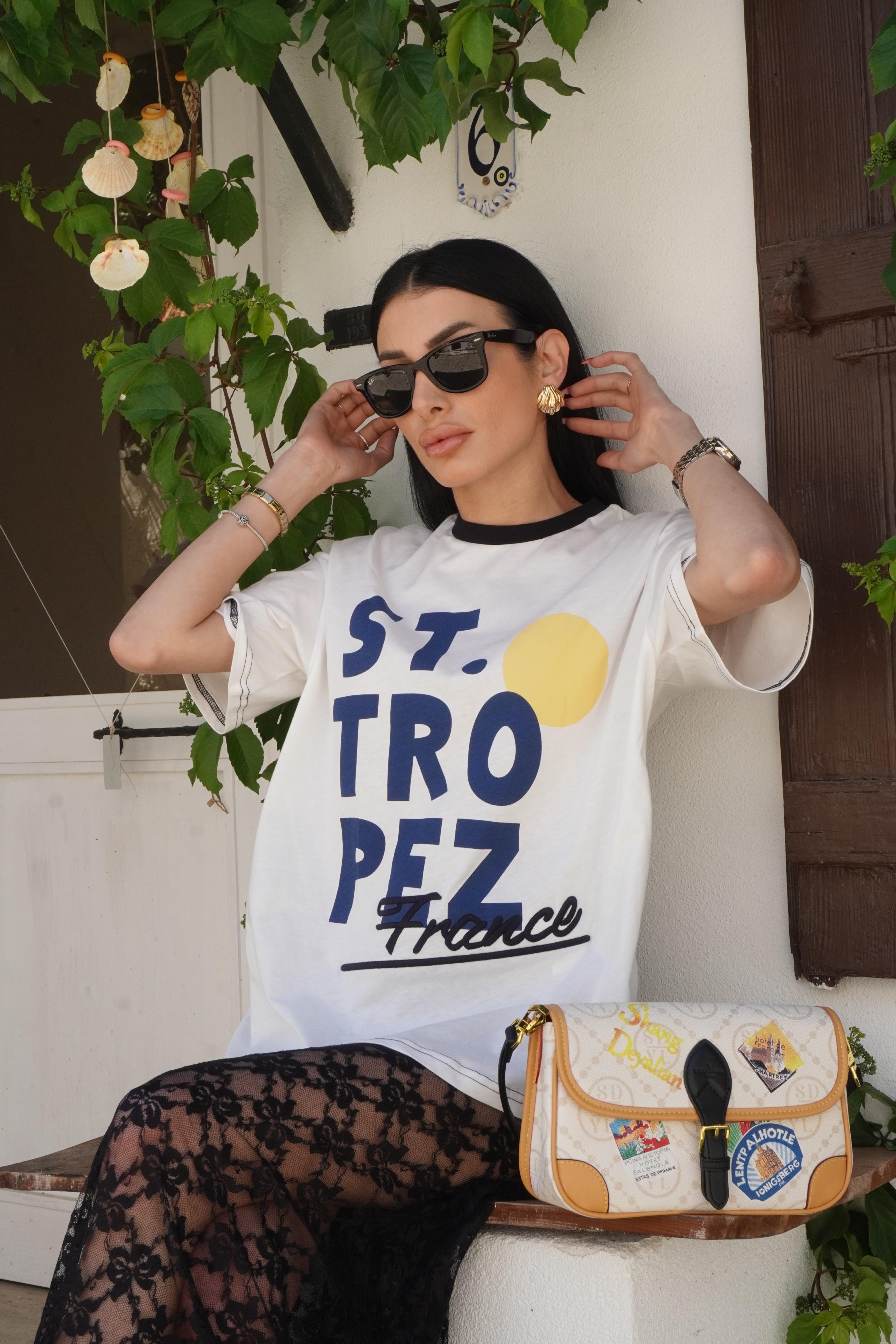 Saint-Tropez Yazı Baskılı Tişört