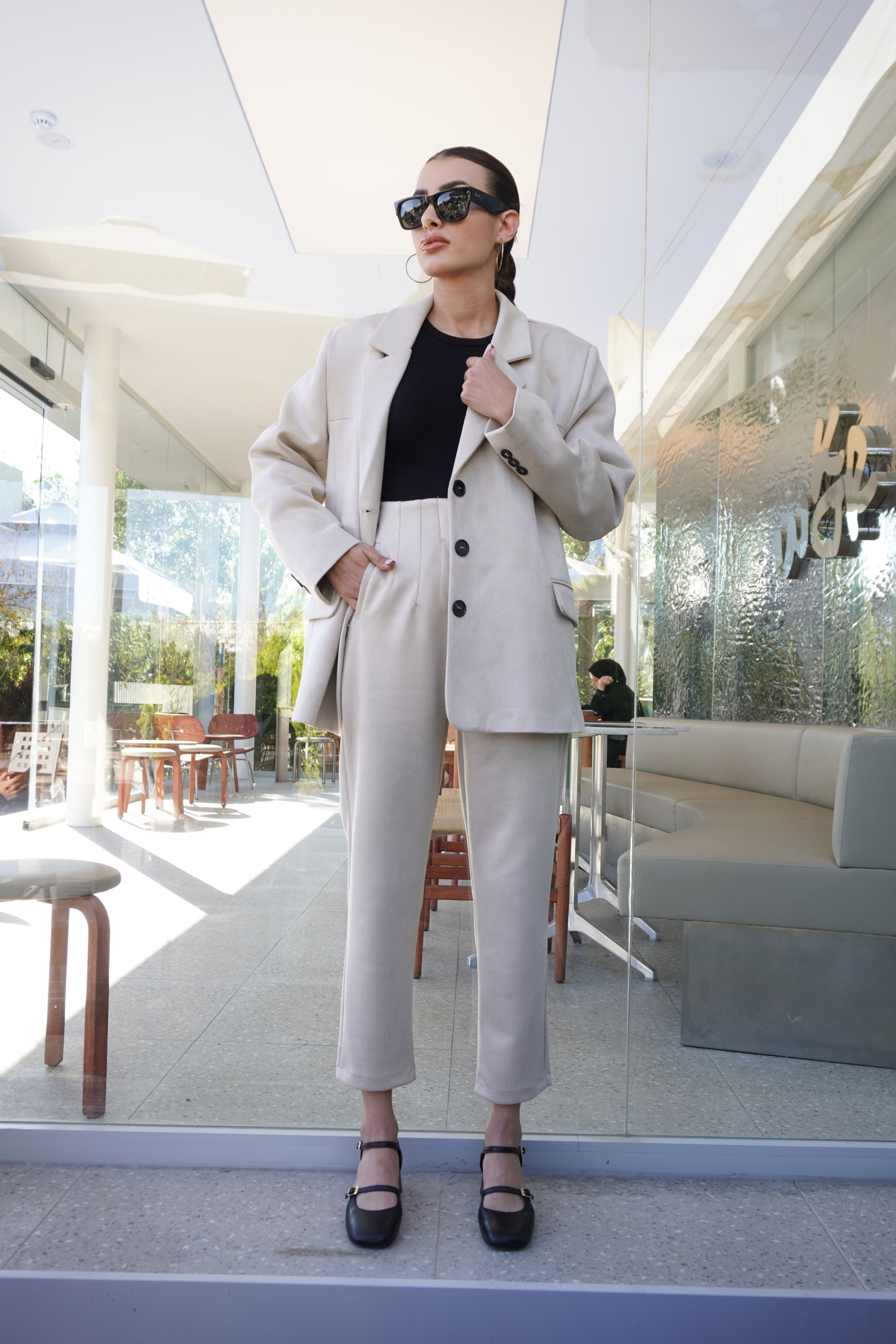 Bej Oversize Süet Blazer