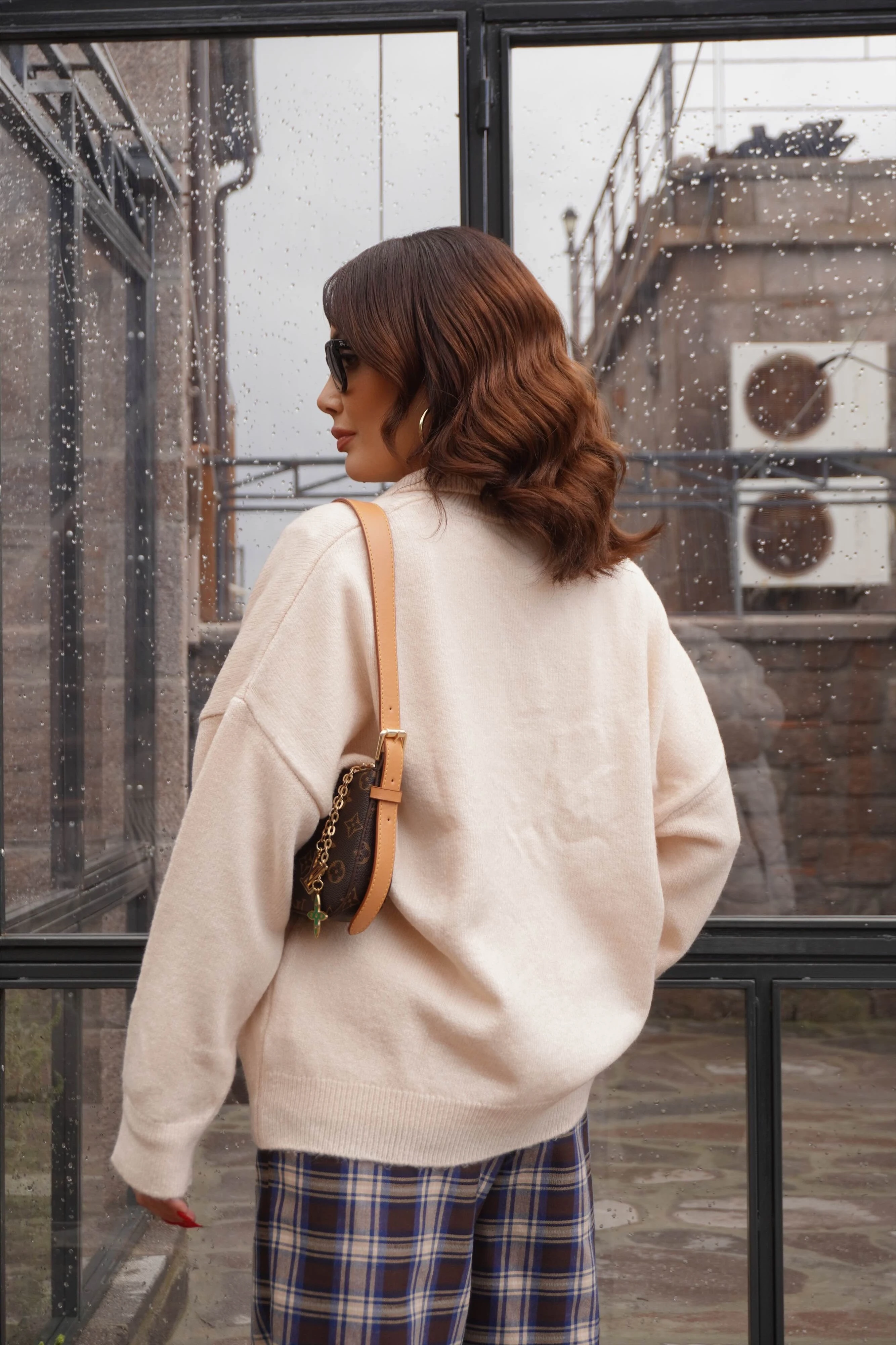 Polo Yaka Düz Vanilya Kazak 