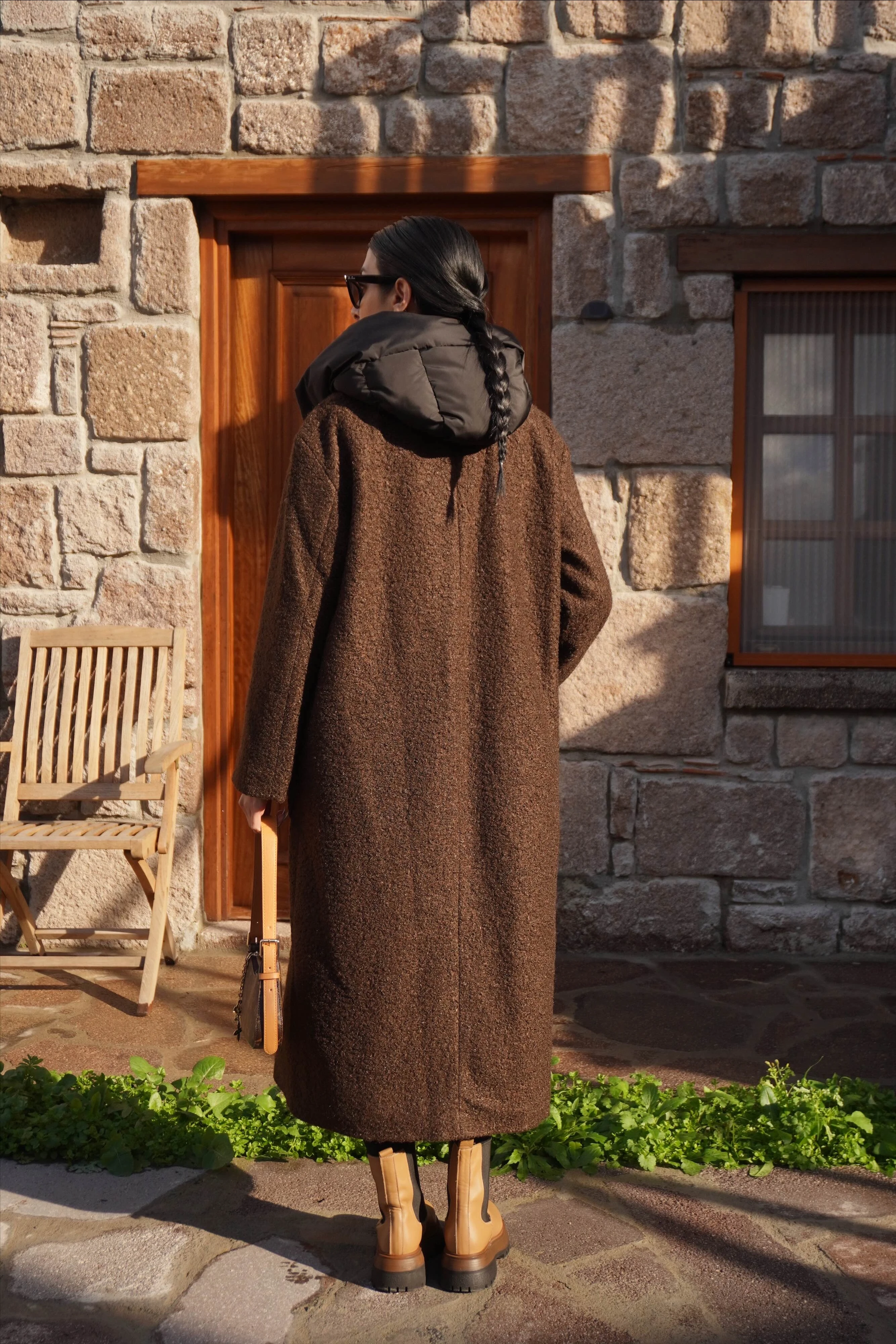 Kapüşonlu Kahve Kaban