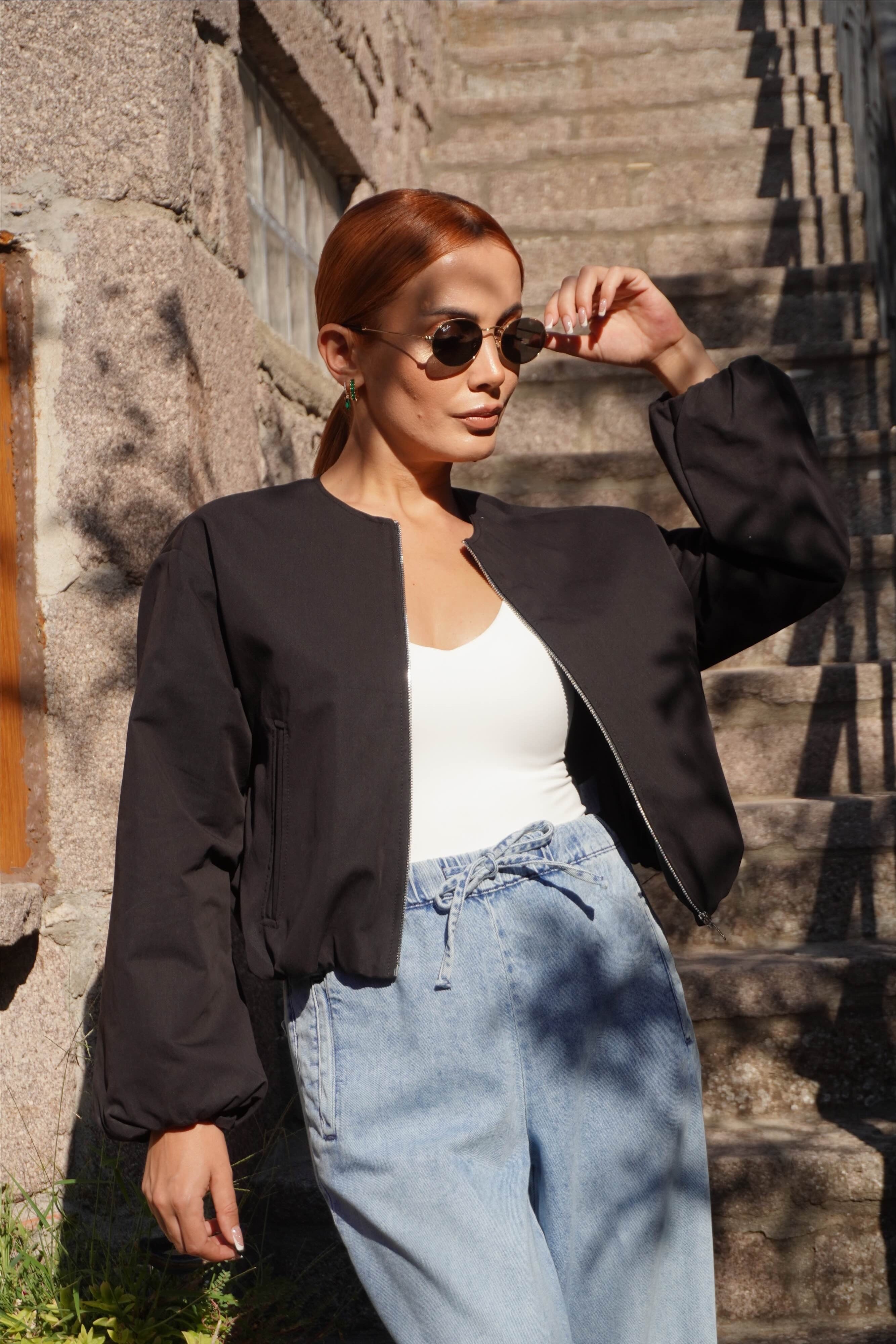 Siyah Basic Bomber Ceket 