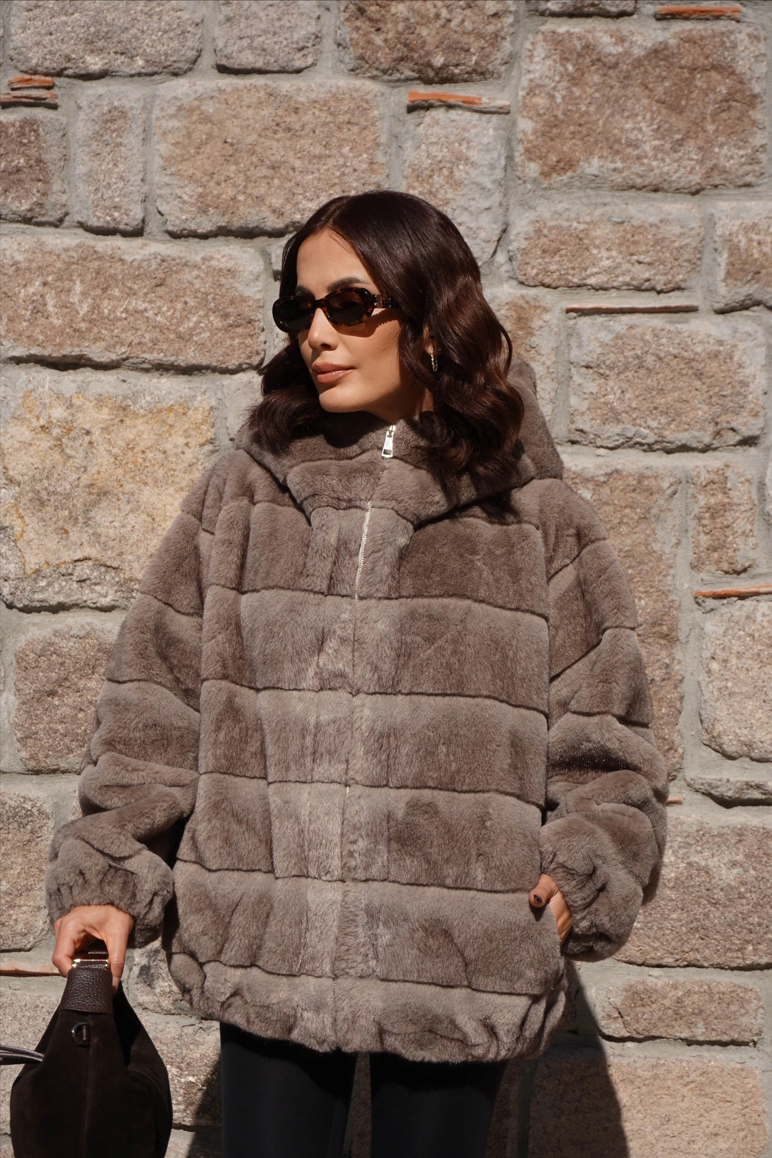 İthal Premium Oversize Vizon Kürk Mont