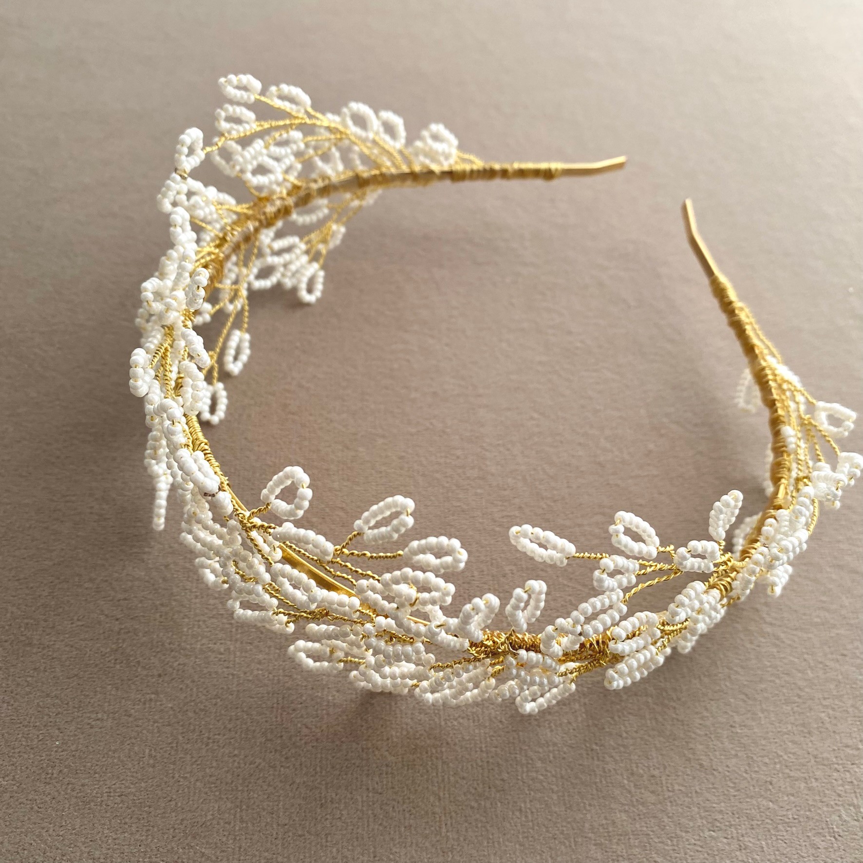 LİLİ |Boncuklu Gold Gelin Tacı