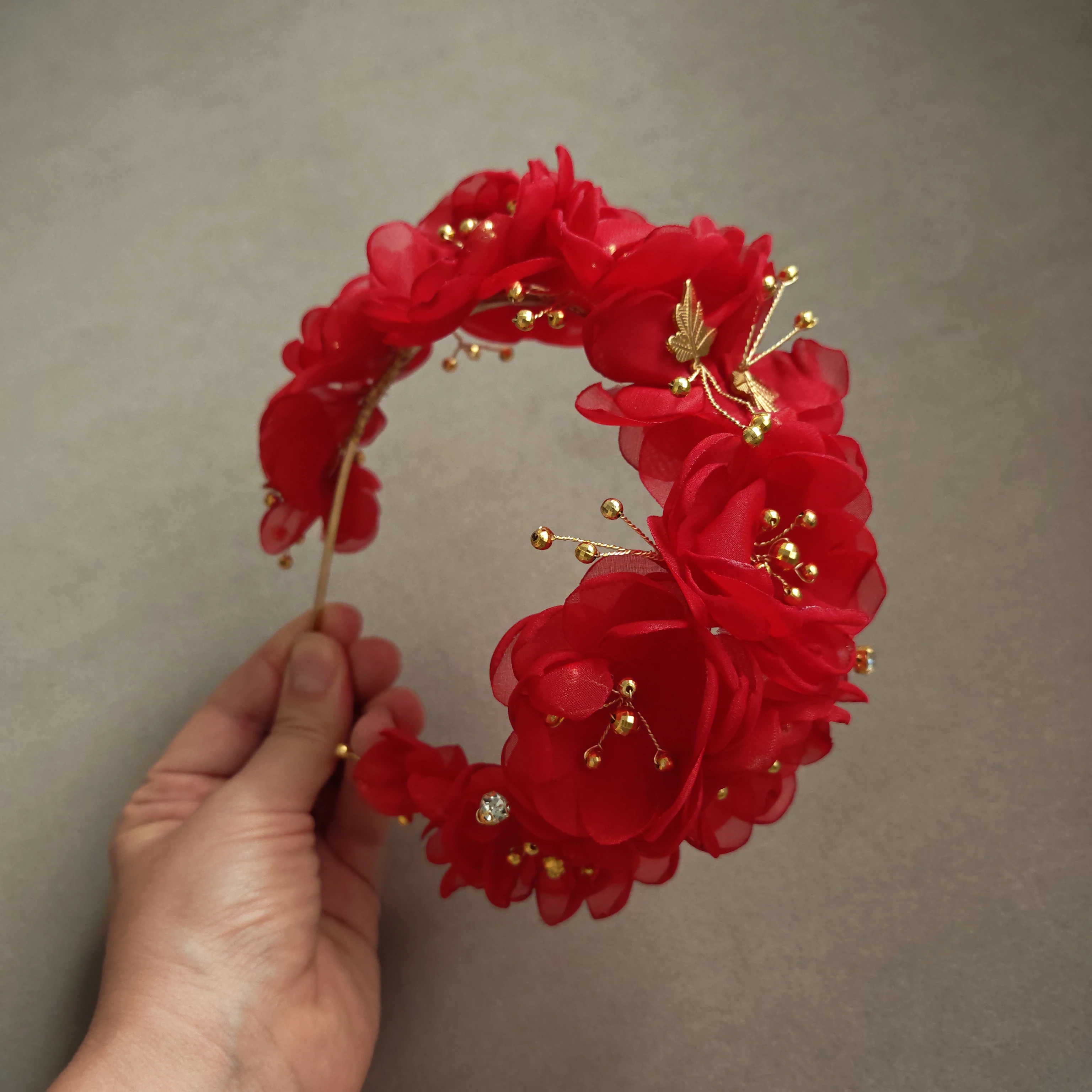 VINO | Çiçekli Gold Kına Tacı