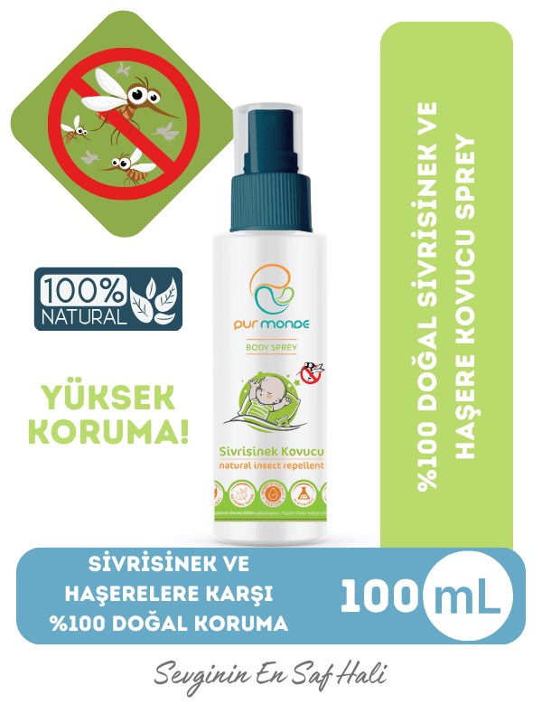 Doğal Sivrisinek ve Haşere Kovucu Sprey, Bitkisel Formül ,Yeni Doğan Bebek ve Çocuk İçin 100ML