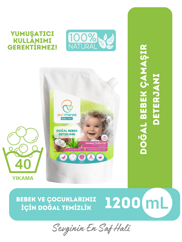 Doğal Bebek ve Çocuk Deterjanı 1200 ML Yumuşatıcı Gerektirmez!