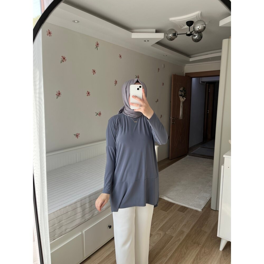İpek makas tunik gri