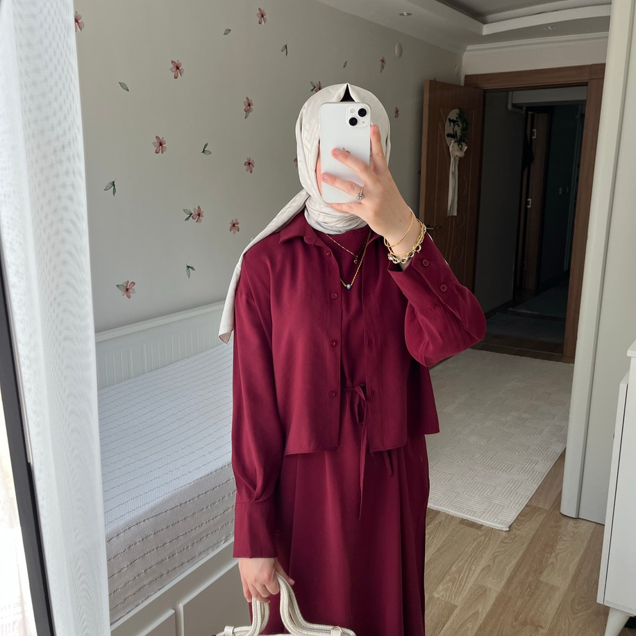 Bordo Tensel Elbise