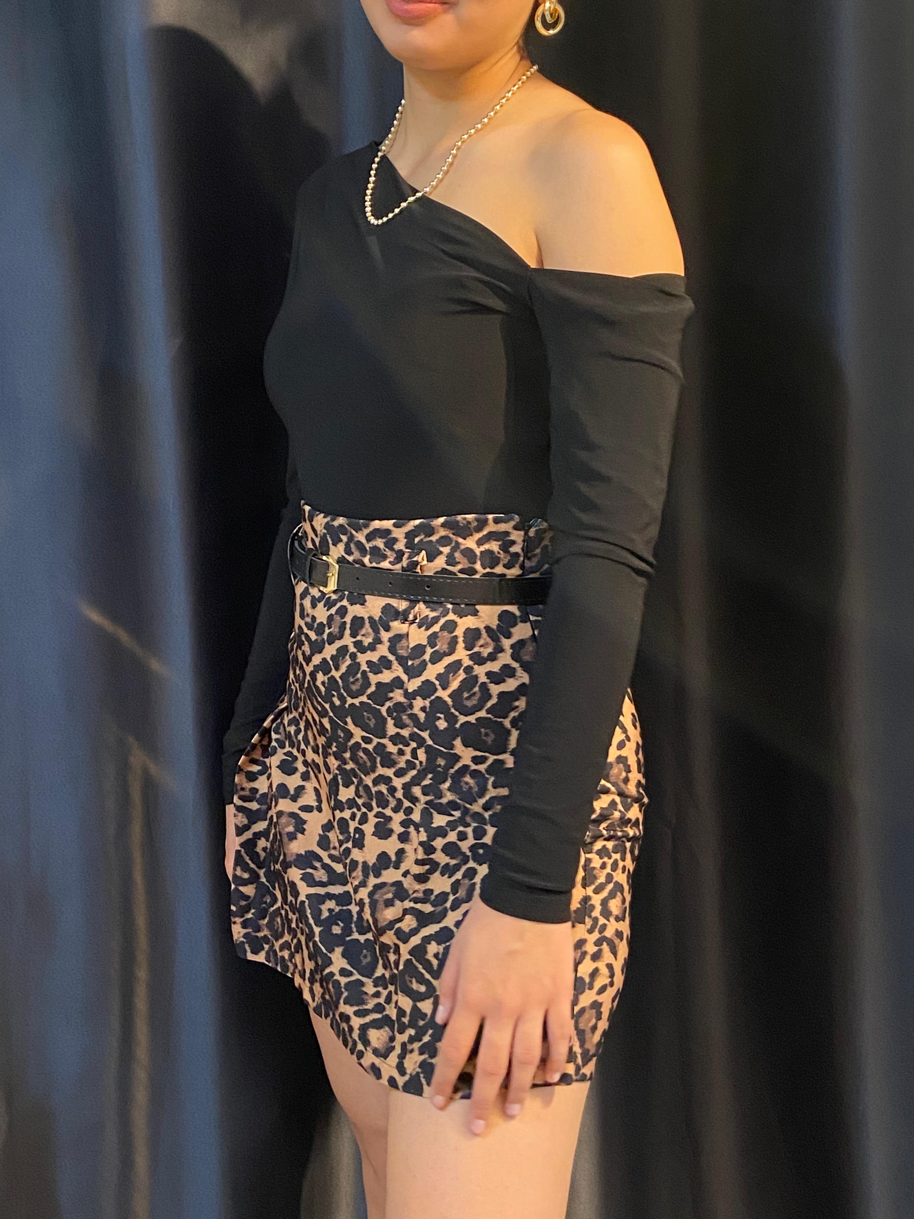 Leopar Desenli Şort Etek