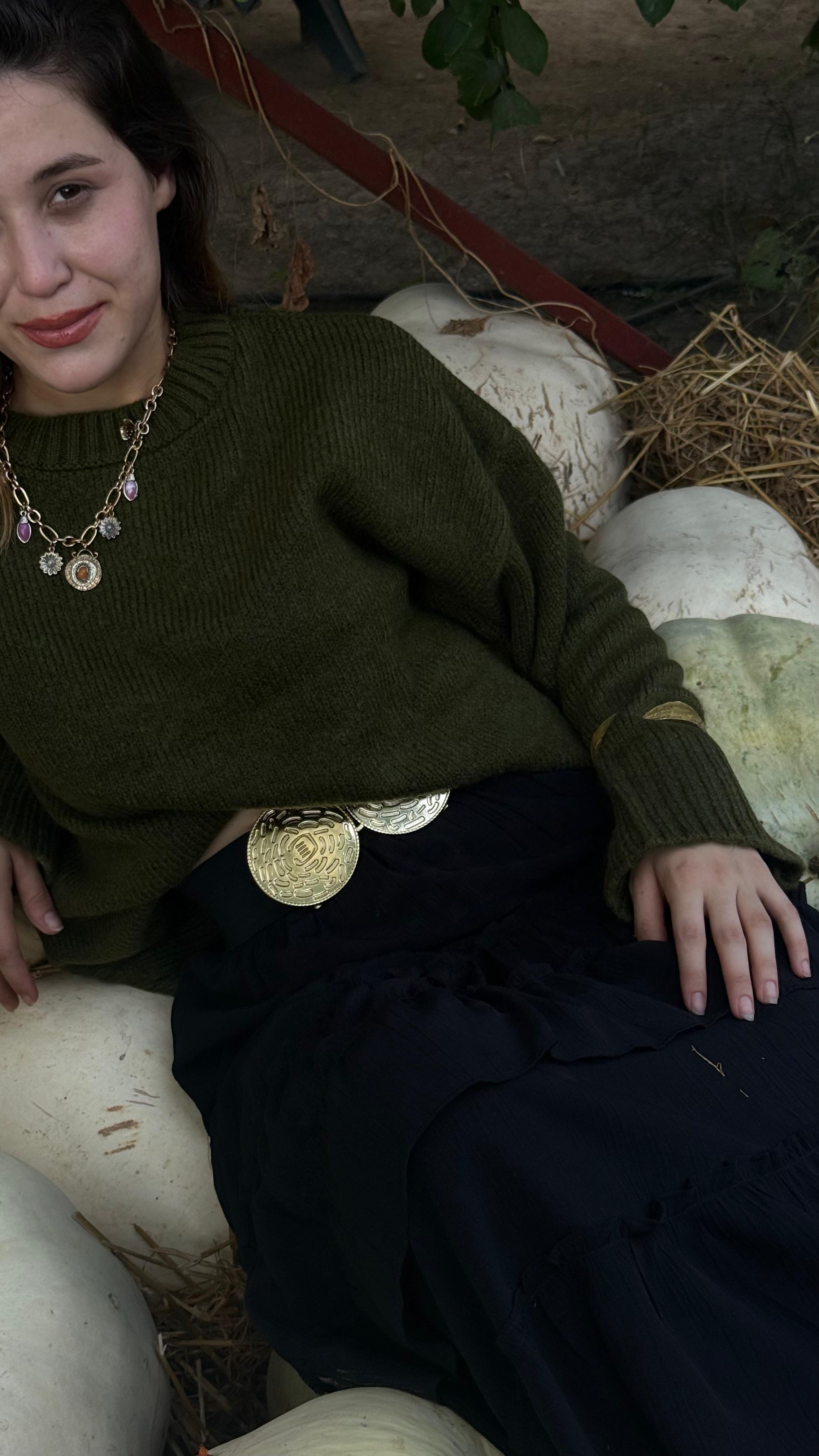 Haki Yeşili Oversize Kazak