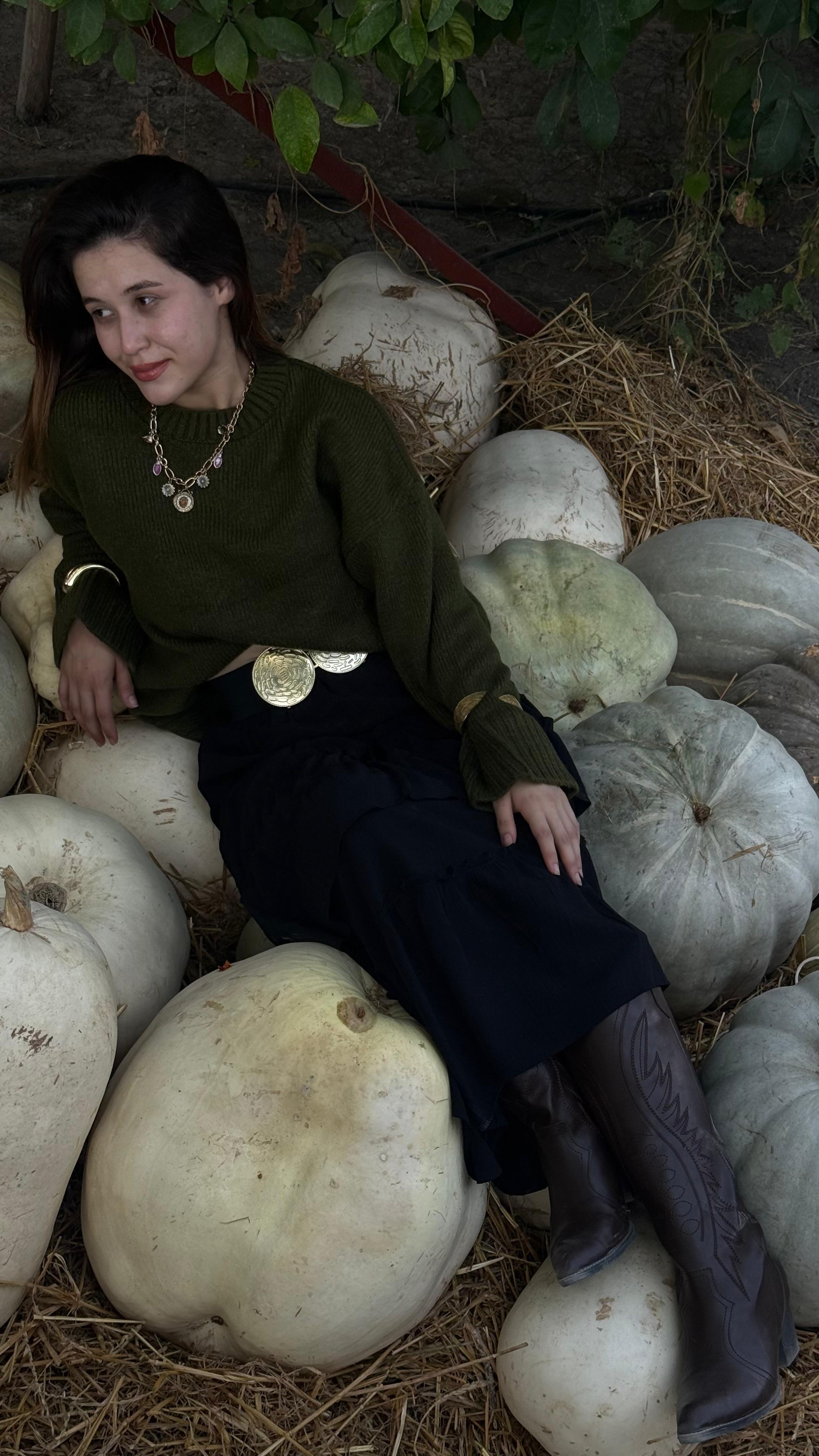 Haki Yeşili Oversize Kazak