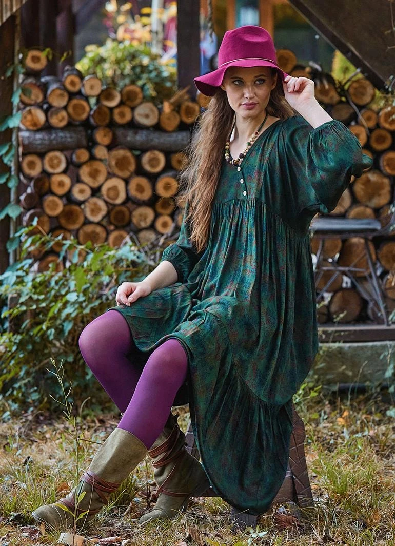 Yeşil Çiçek Desenli Losbanditos Elbise