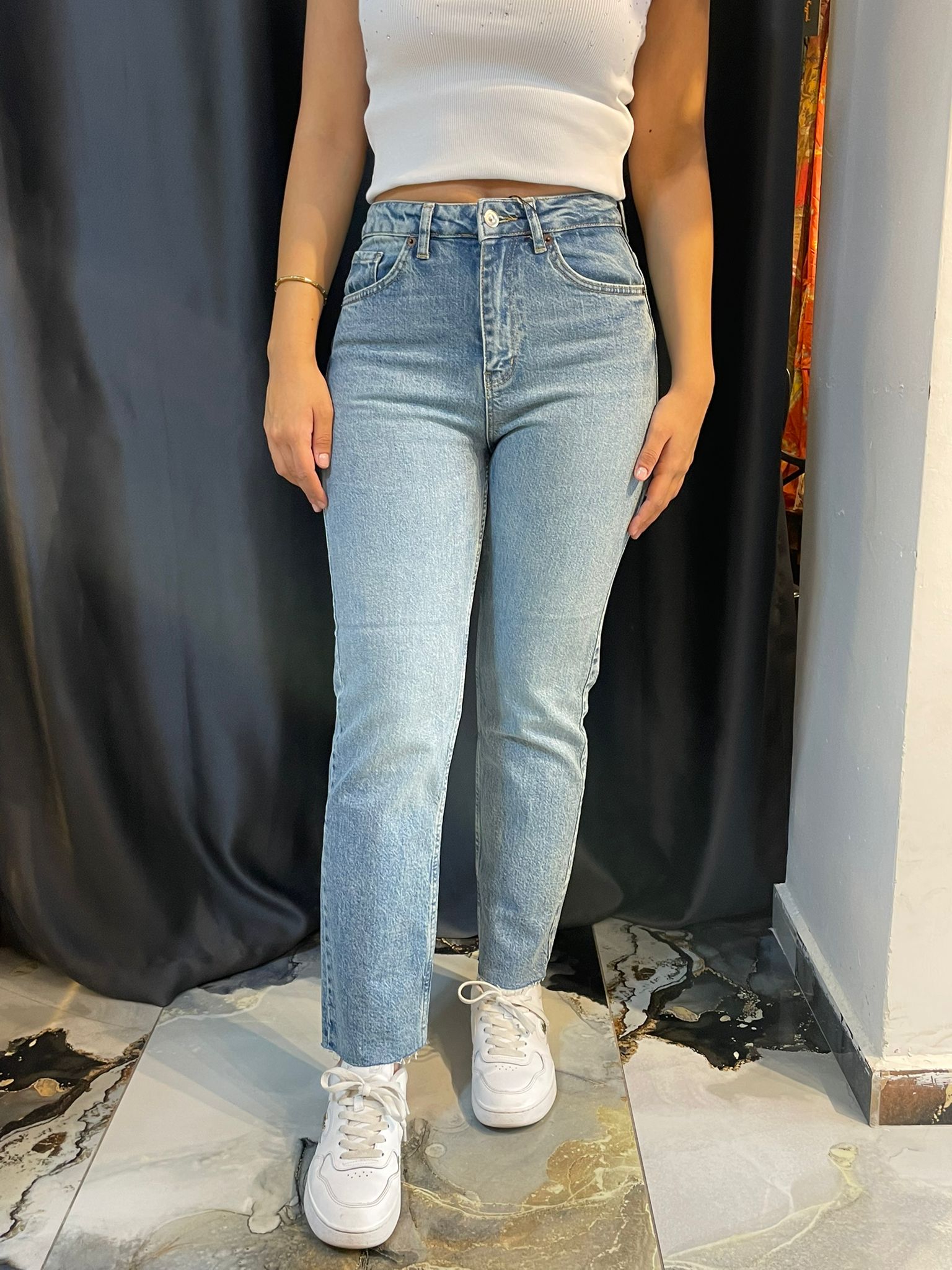 ZARA Model Buz Mavi Mom Jean 