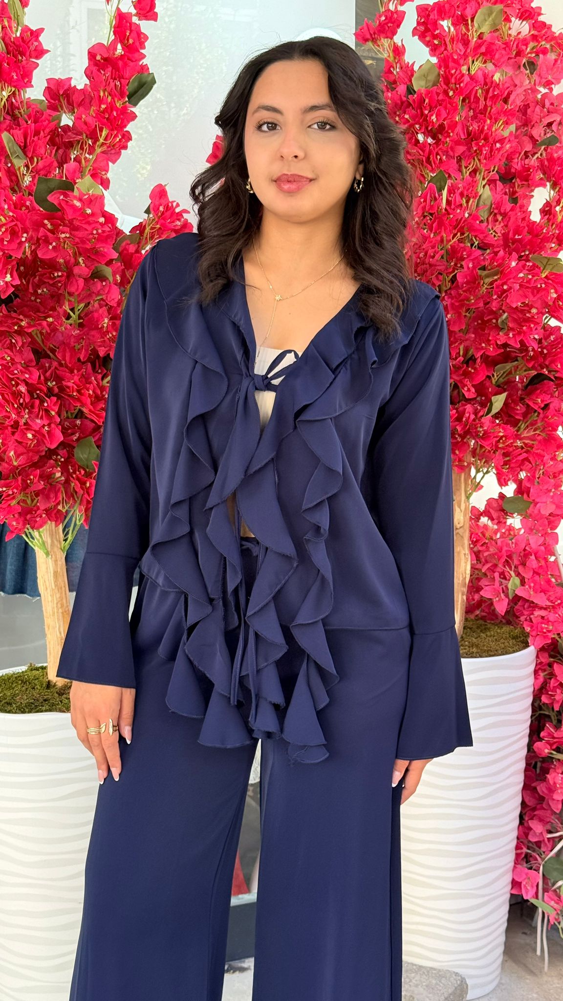 Lacivert Önü Fırfırlı Takım 