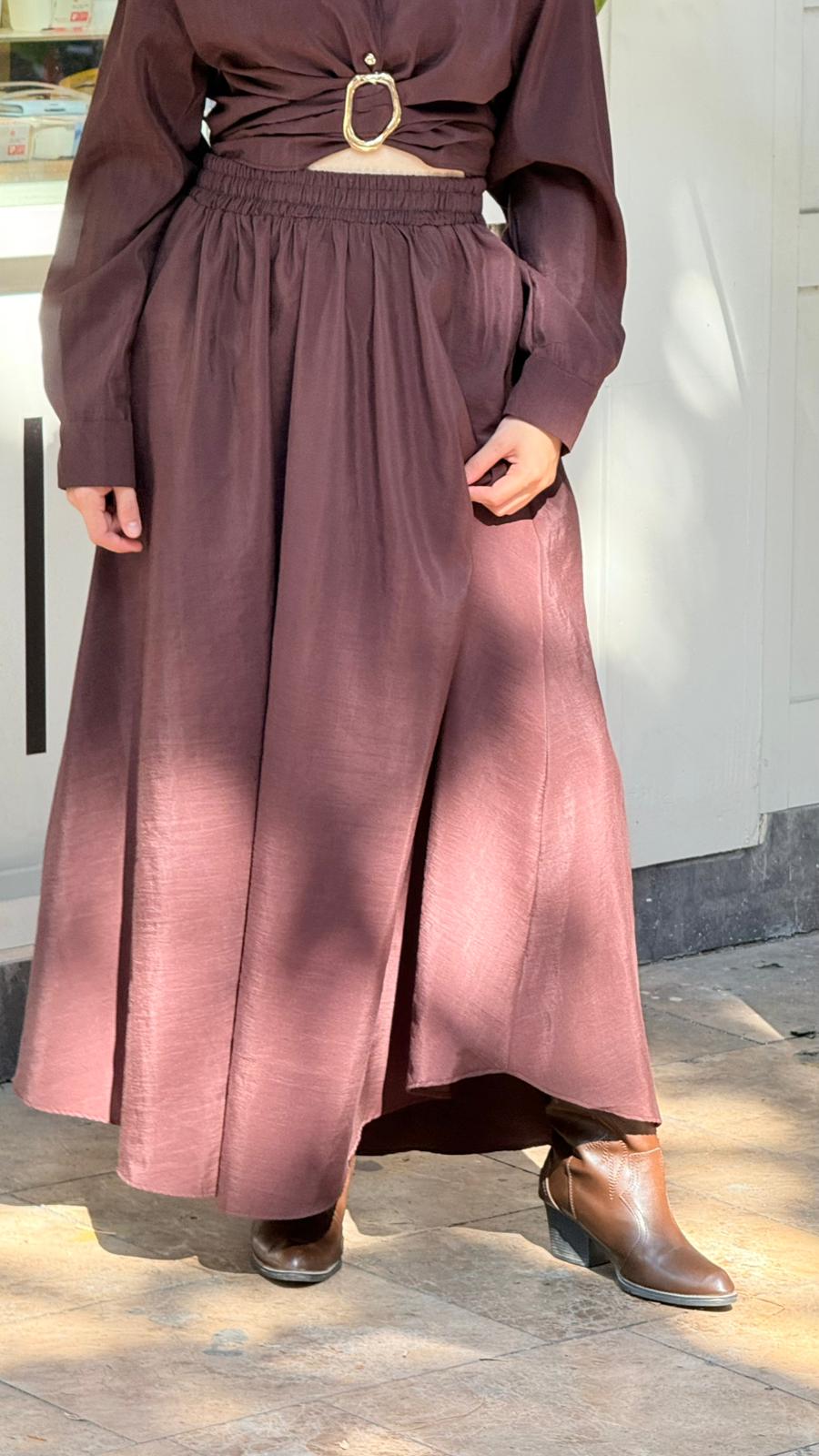 Kahverengi Gold Toka Detaylı Takım 