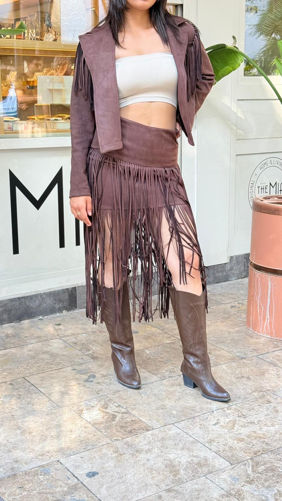 Uzun Saçaklı Mini Etek 