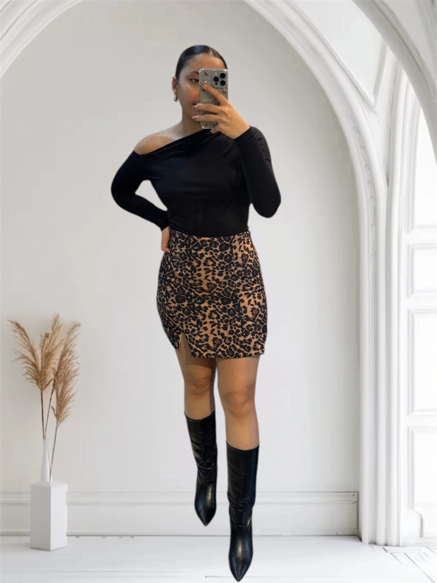 Leopar Desenli Şort Etek