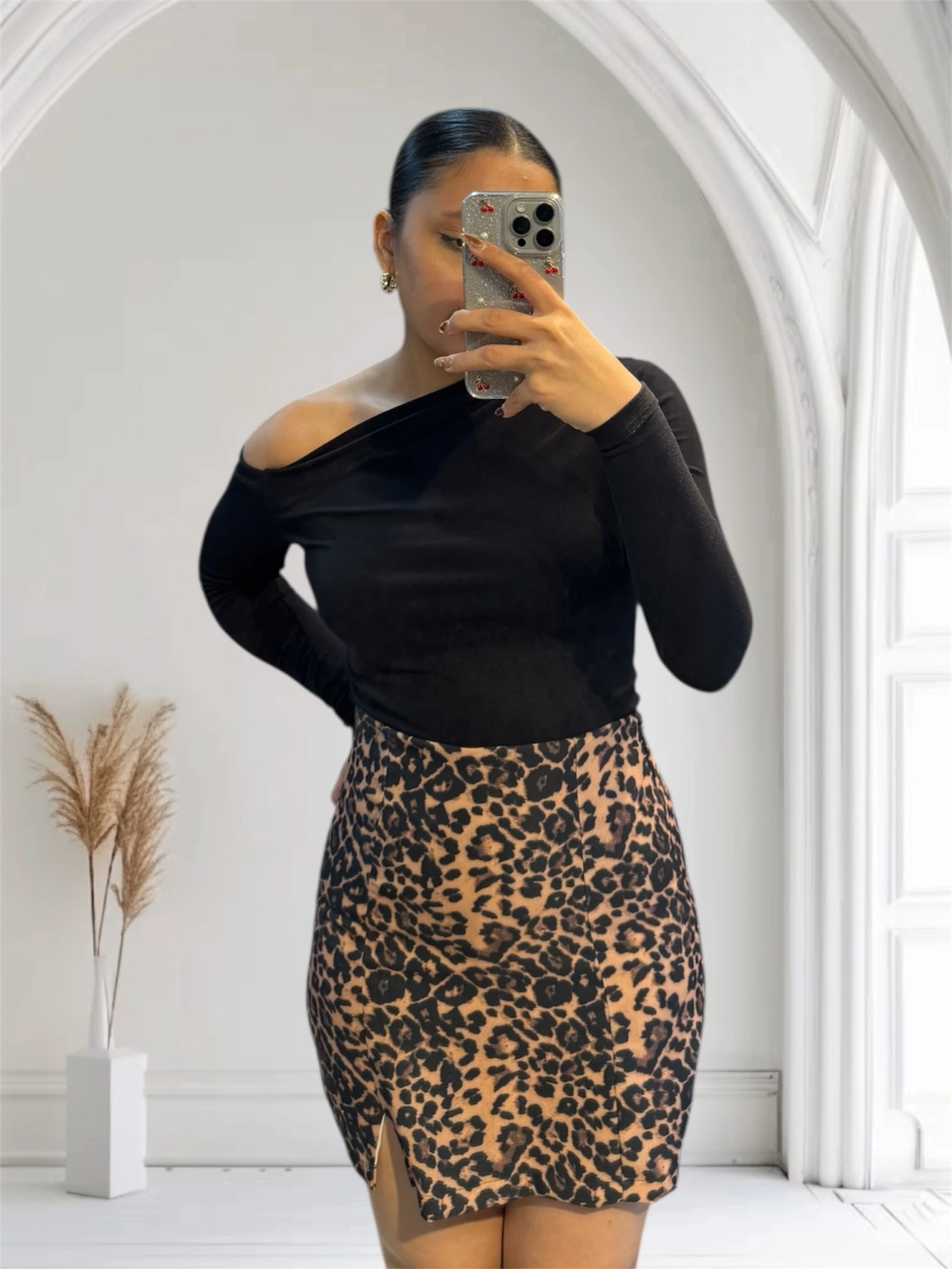 Leopar Desenli Şort Etek