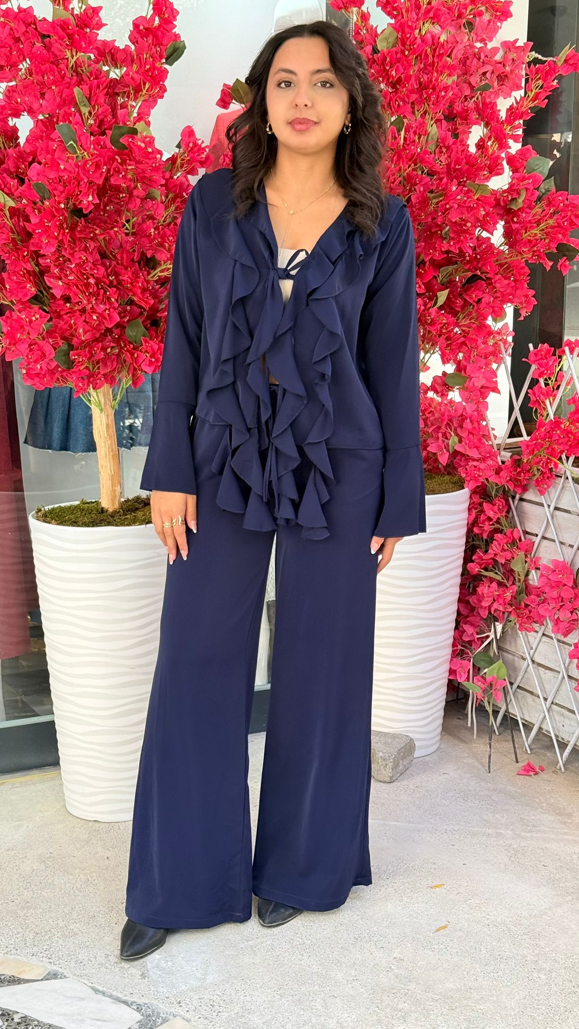 Lacivert Önü Fırfırlı Takım 