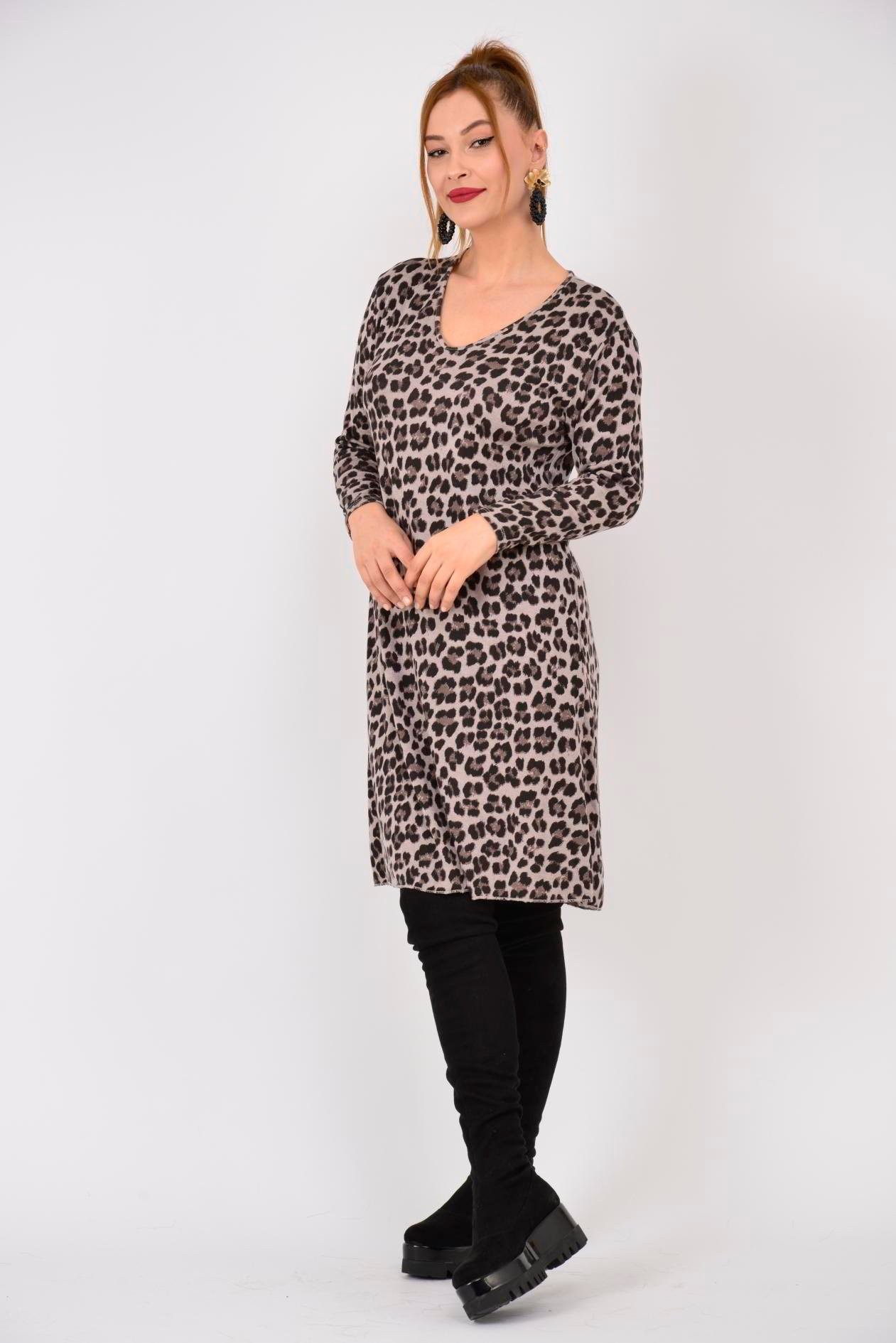LEOPAR DESEN ELBİSE
