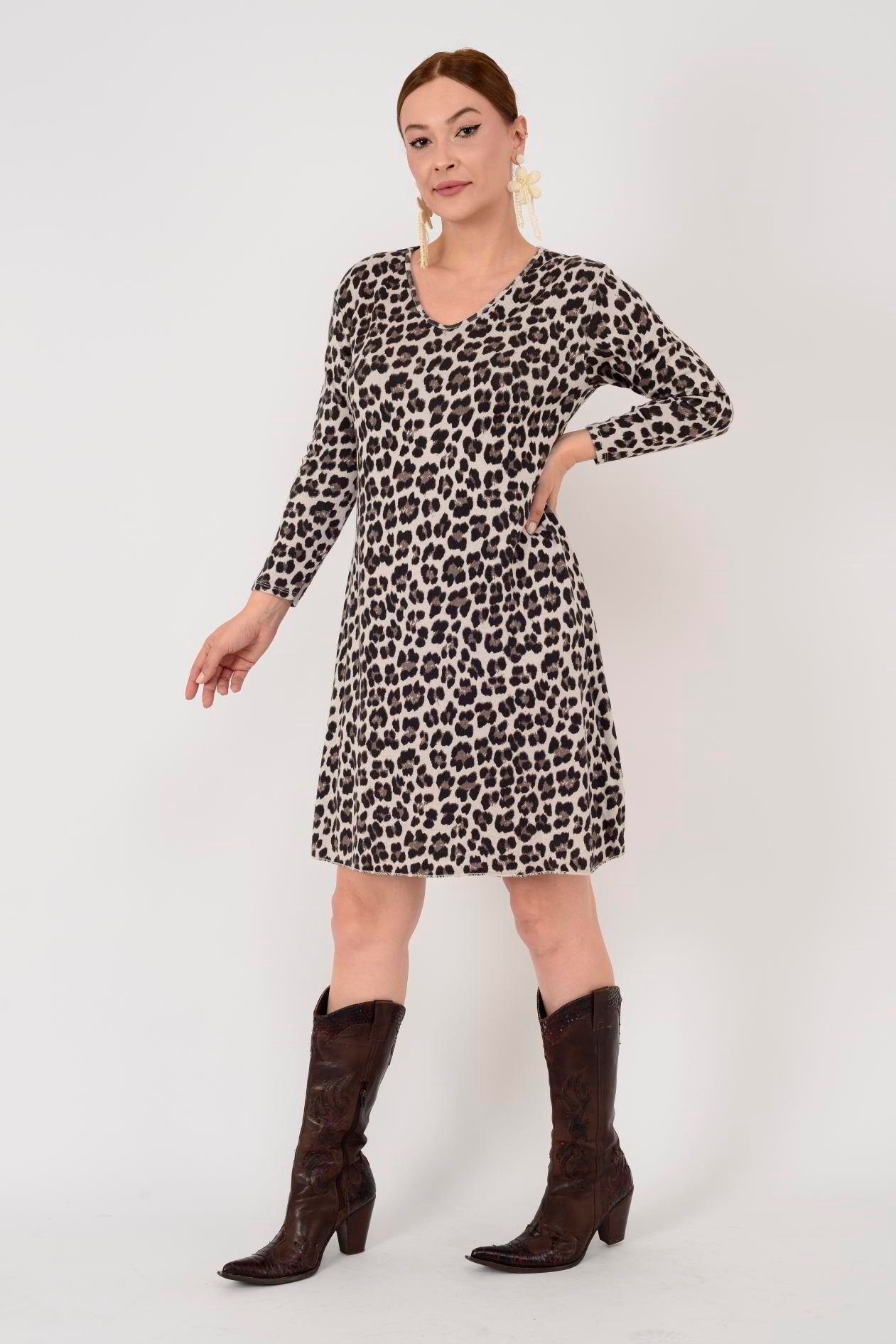 LEOPAR DESEN ELBİSE