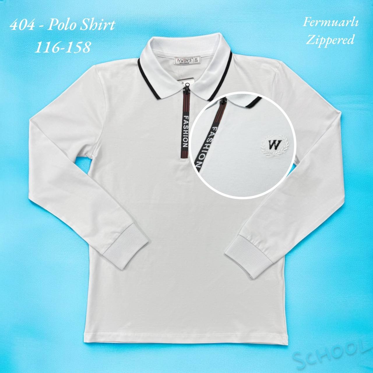 İVVEN'S KIDS POLO YAKA FERMUAR PATLI KLASİK OKUL T-SHIRT 404