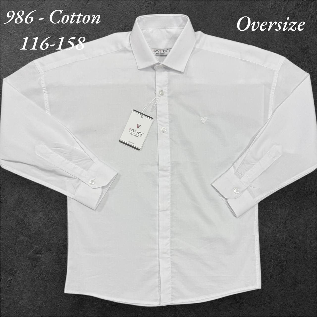 İVVEN'S KİDS UZUN KOL OVERSIZE COTTON NAKIŞLI ERKEK OKUL GÖMLEĞİ 986