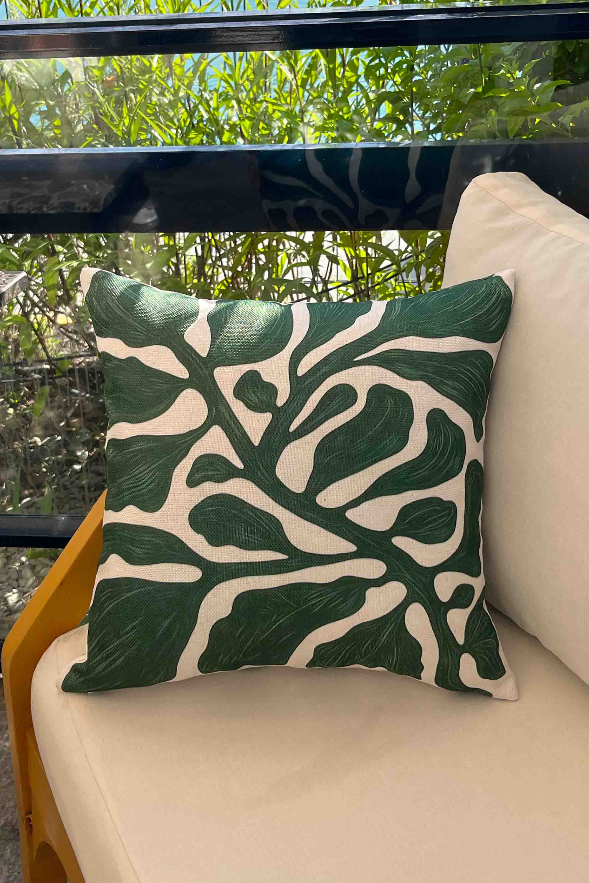 Soyut Tropikal Yaprak Kırlent Kılıfı 45x45 cm