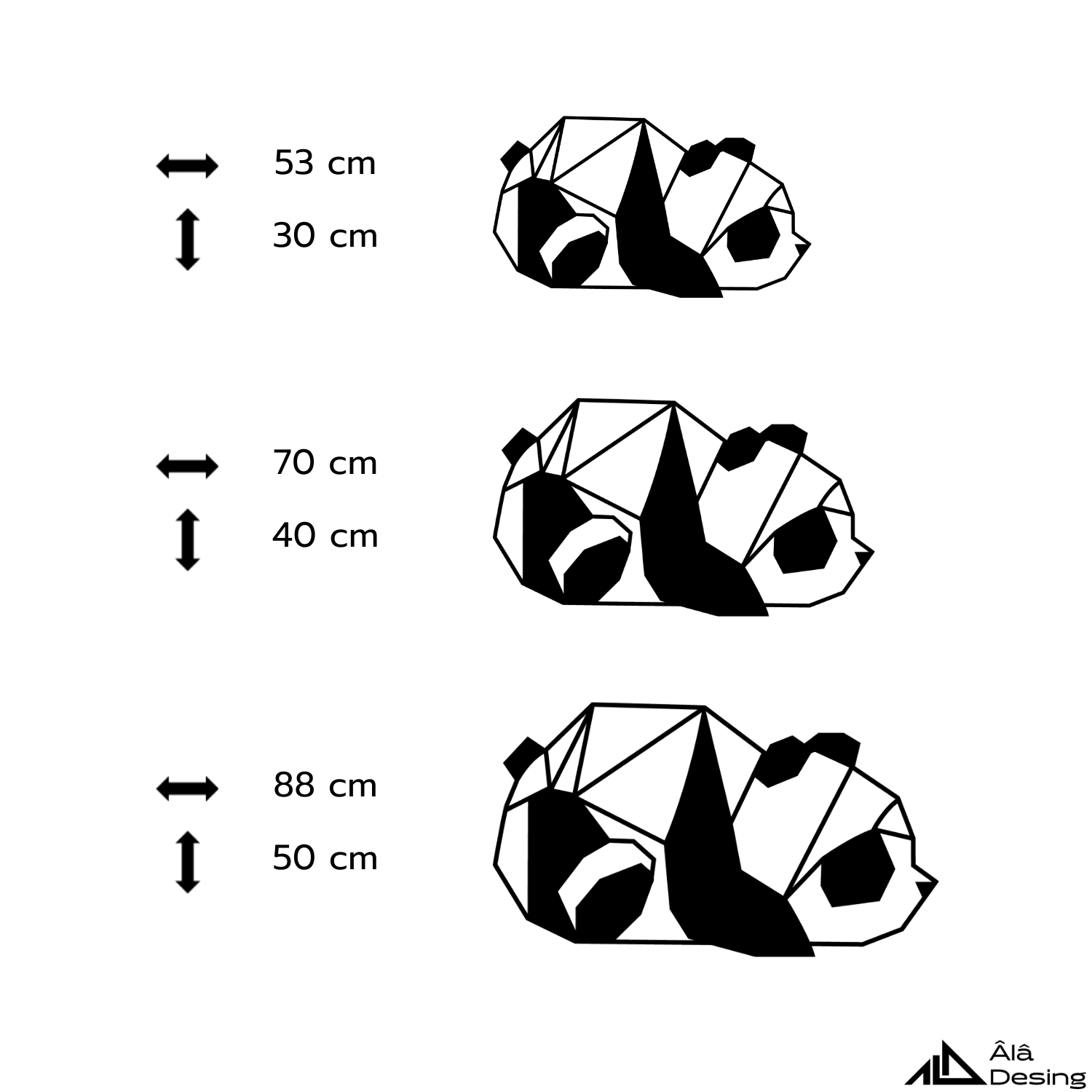 Geometrik Panda Temalı Ahşap Duvar Tablosu