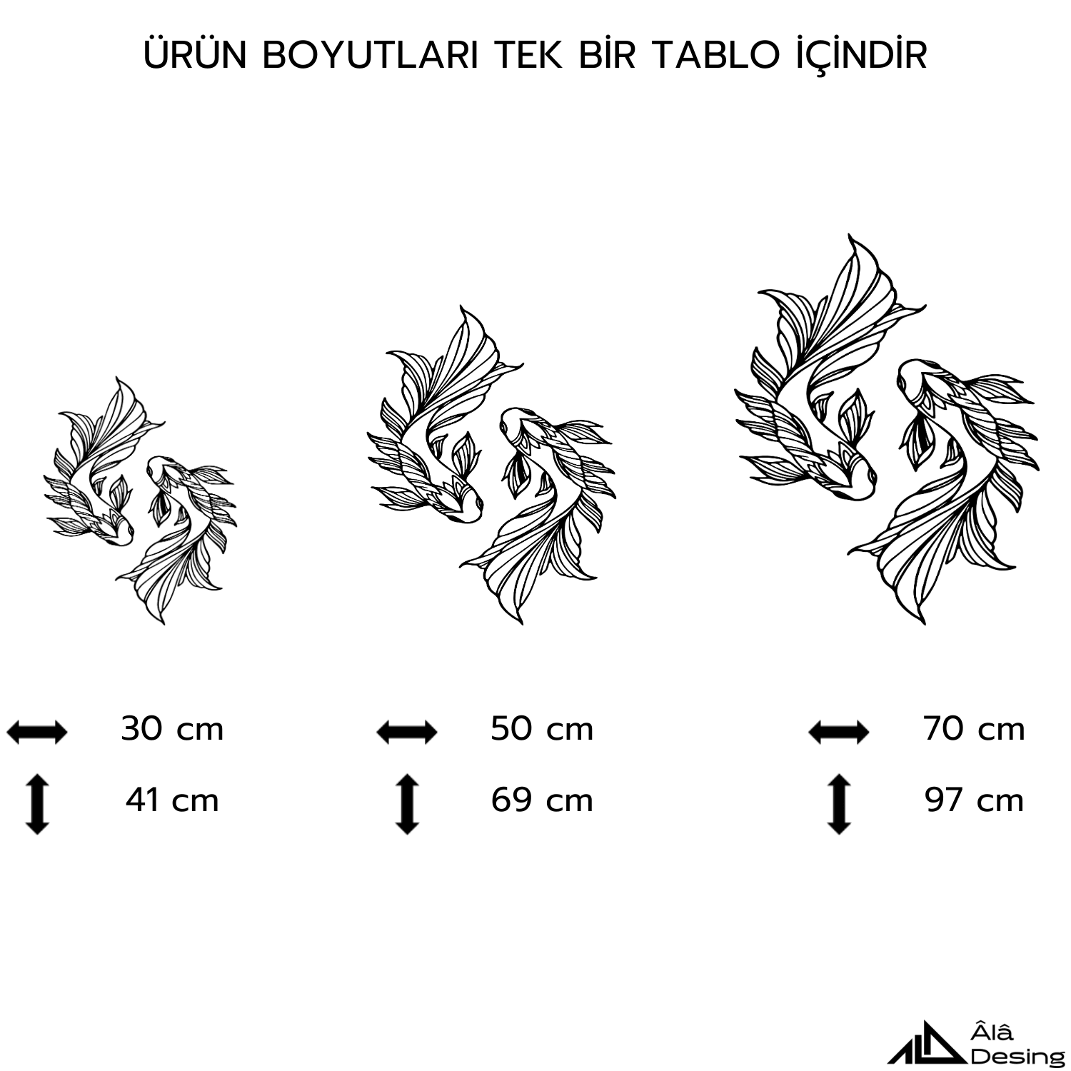 Koi Balıkları Temalı Ahşap Duvar Tablosu