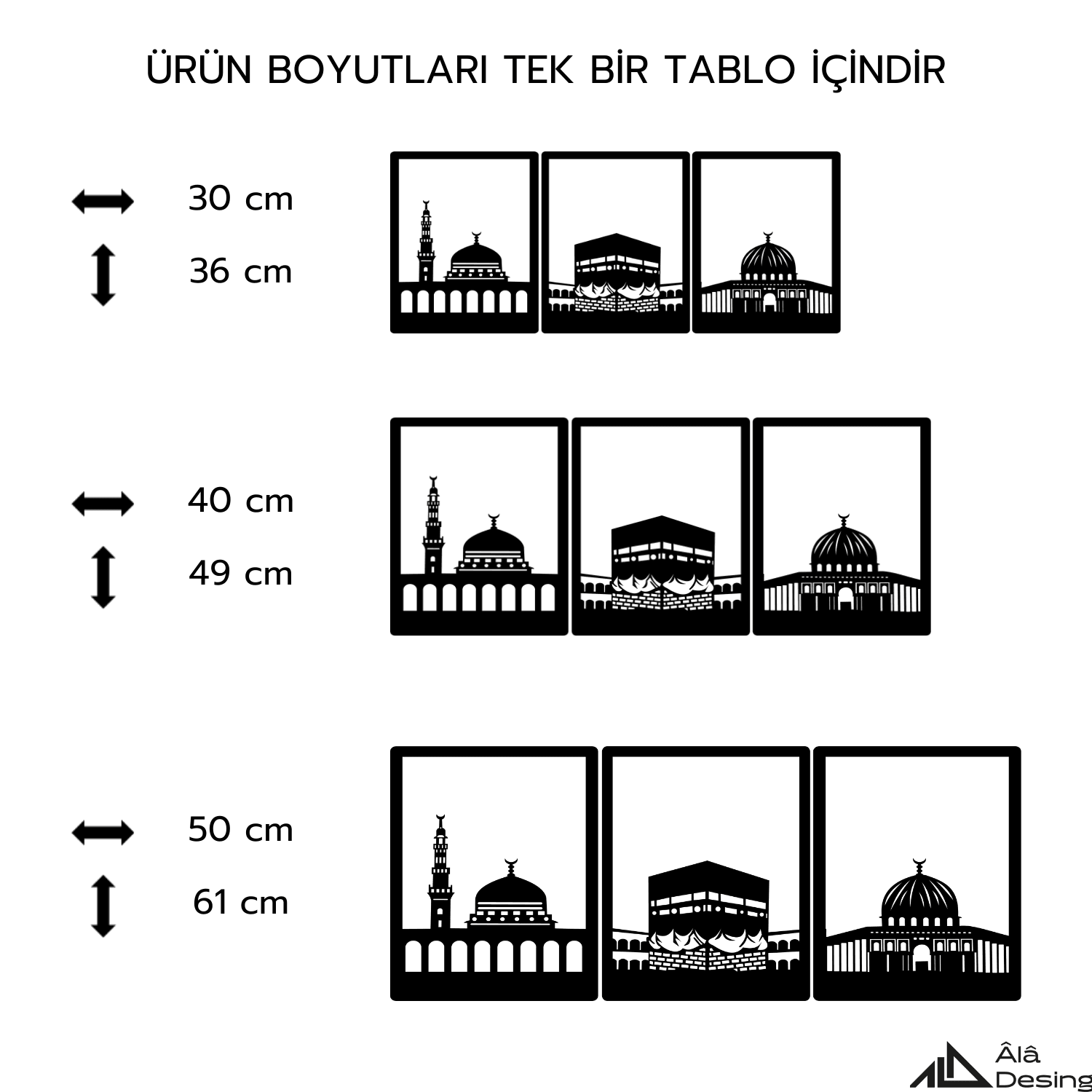 Üç Mescid Temalı Ahşap Duvar Tablosu