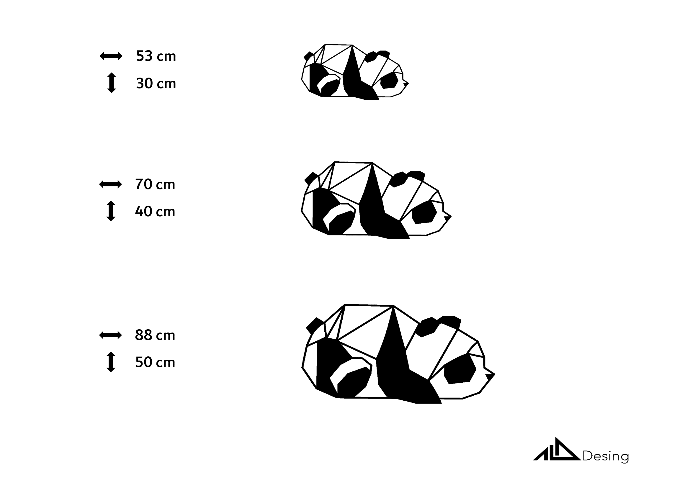 Geometrik Panda Temalı Ahşap Duvar Tablosu