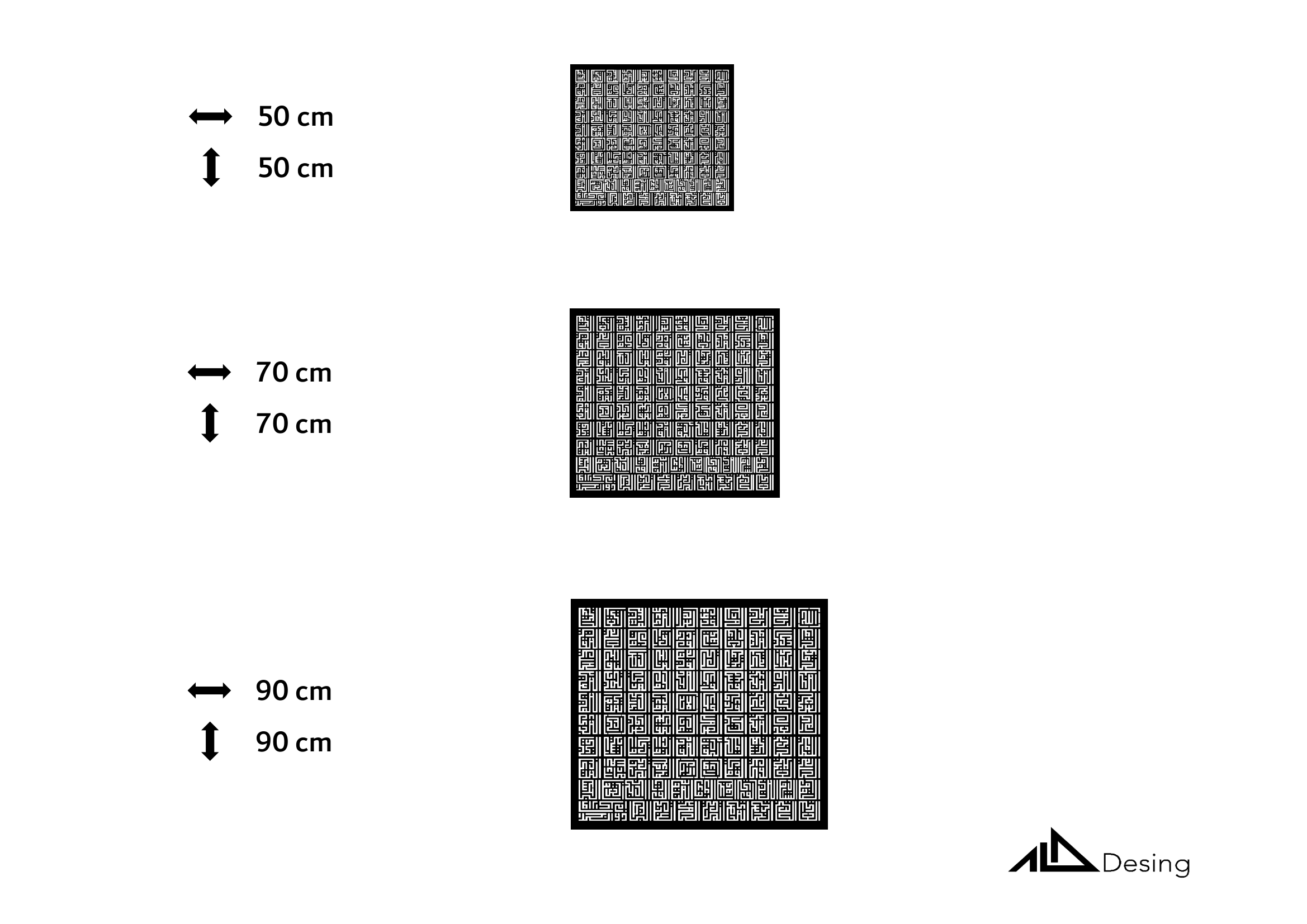 Kufi Esmaü'l Hüsna Ahşap Duvar Tablosu