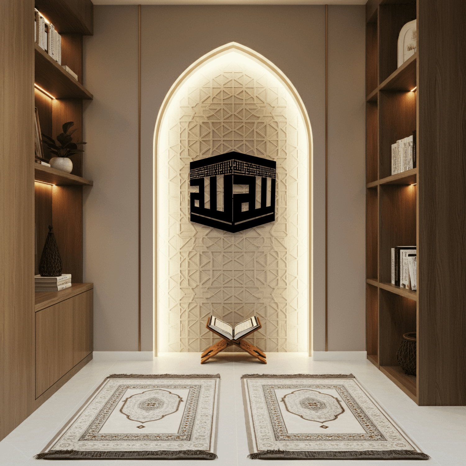 Kutsal Merkez Kabe Temalı Ahşap Duvar Tablosu