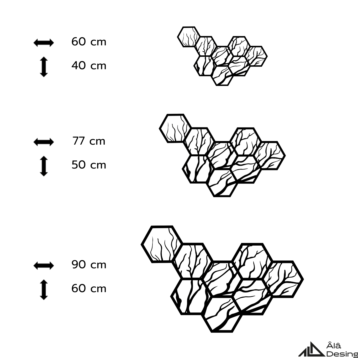 Geometrik Dallar Temalı Ahşap Duvar Tablosu