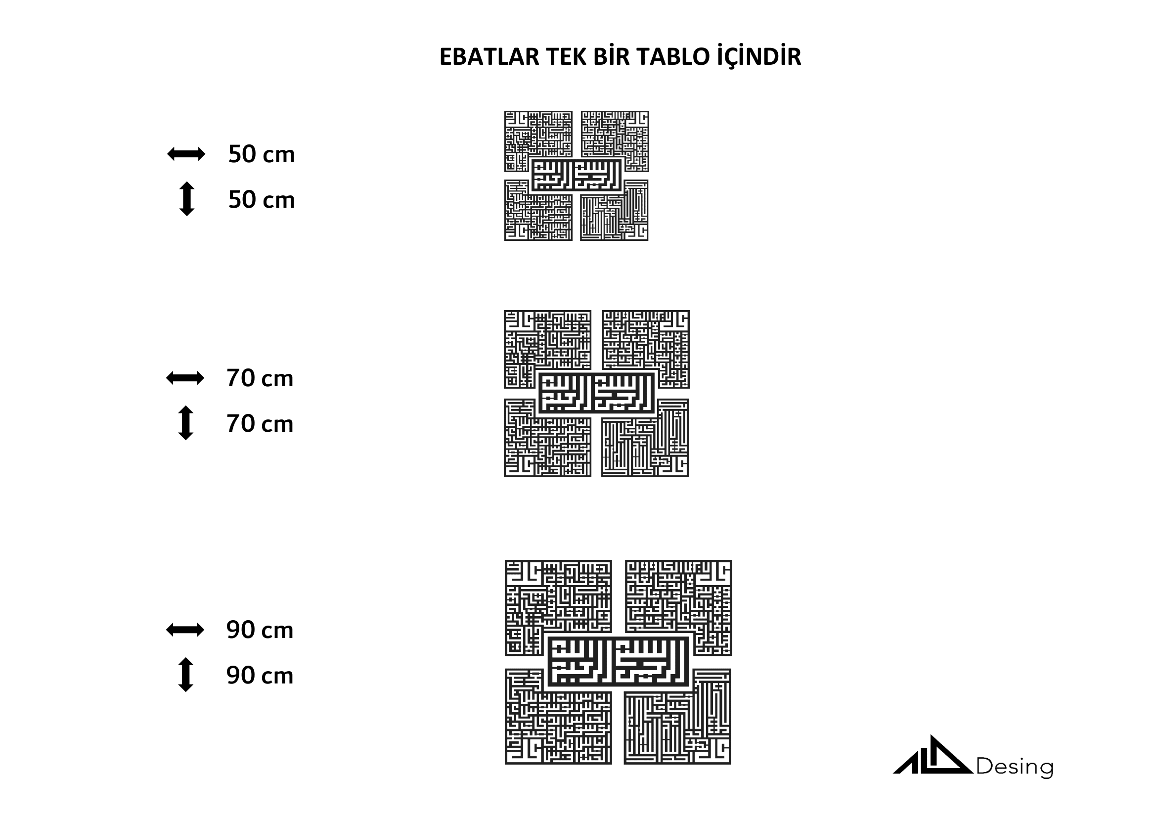 Kufi Kafirun, İhlas, Felak, Nas Suresi Ahşap Duvar Tablo Seti