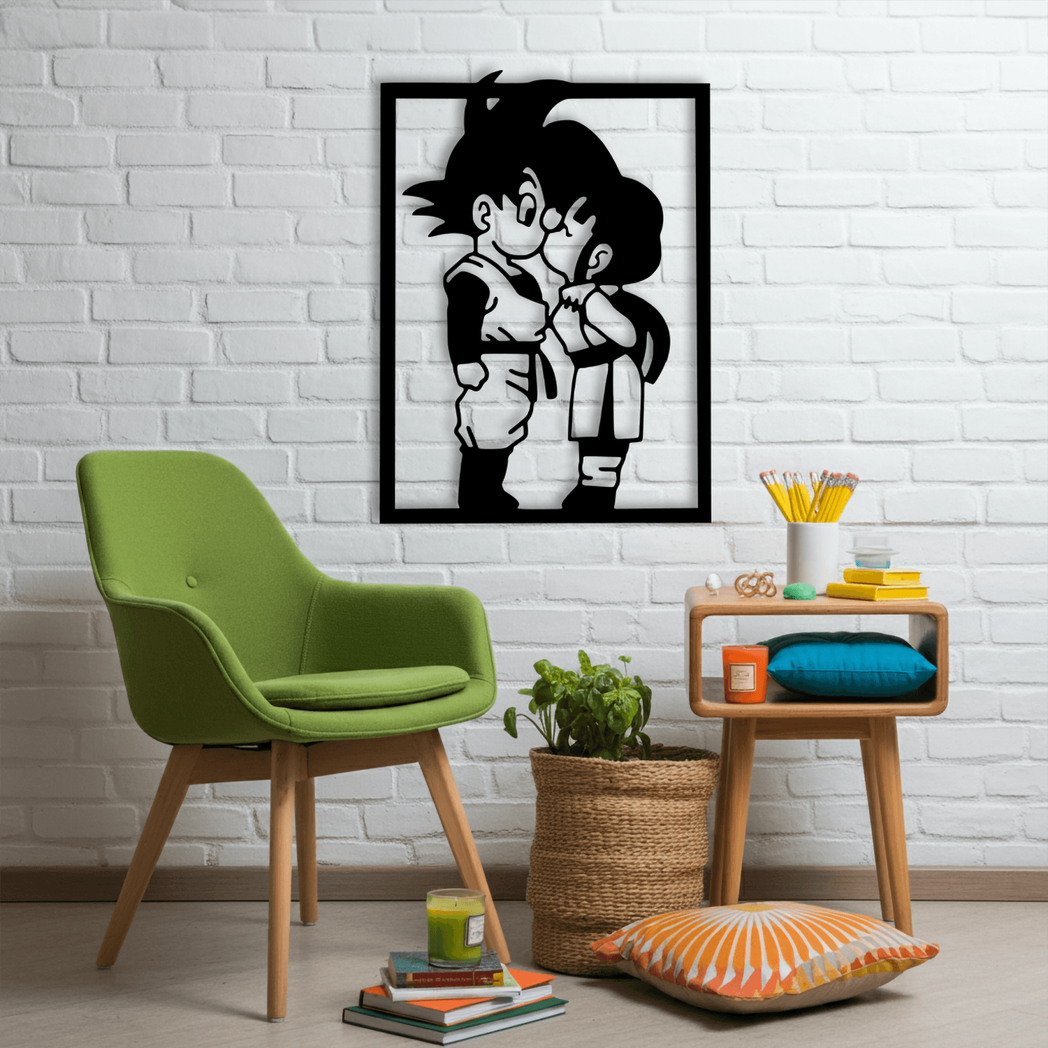 Goku and Chichi Temalı Ahşap Duvar Tablosu