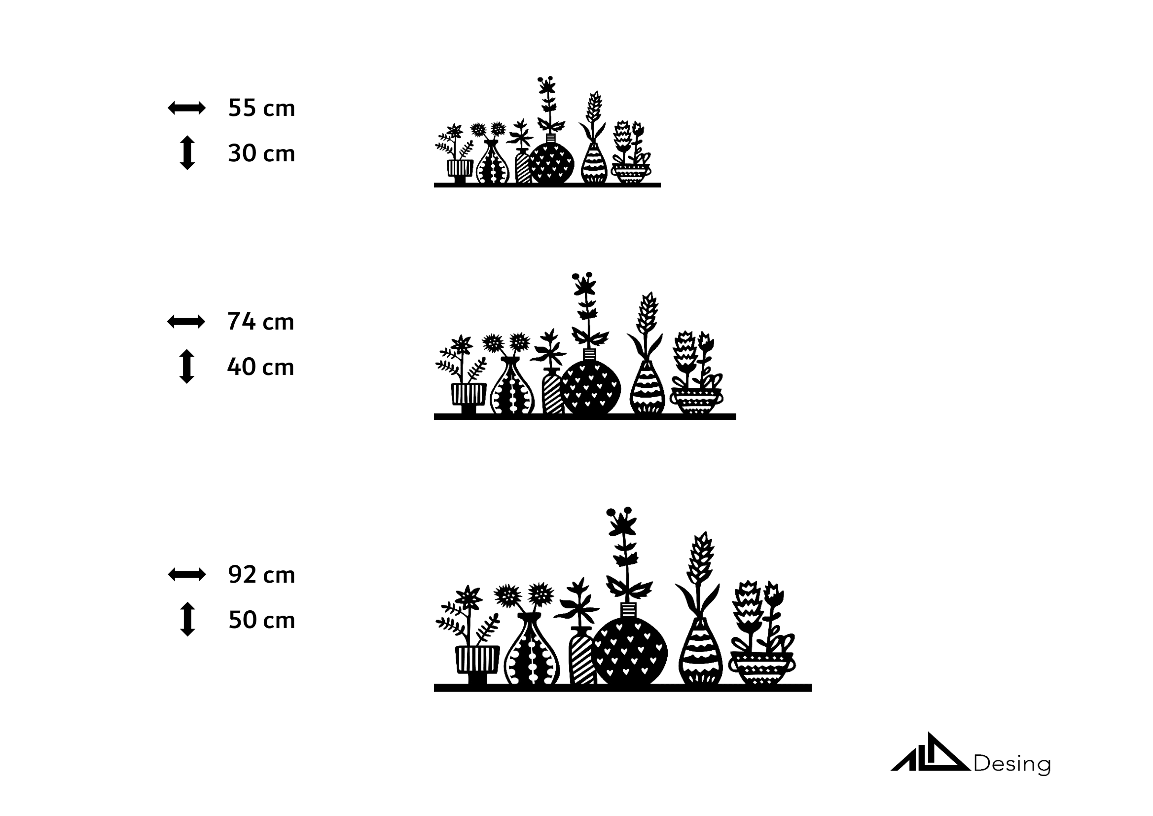 Çiçekli Vazo Bahçesi Temalı Ahşap Duvar Tablosu