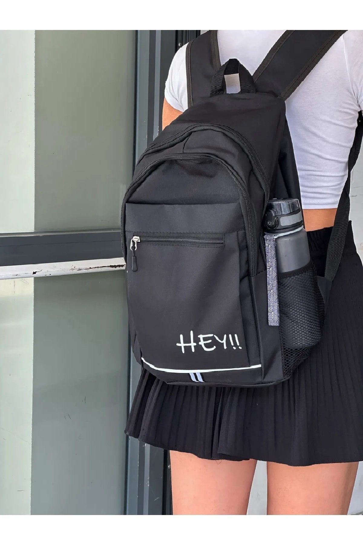 Harward Unisex Siyah Kaliteli Suya Dayanıklı Kumaş Çok Bölmeli Okul Seyahat Sırt Çantası HARWARD-163