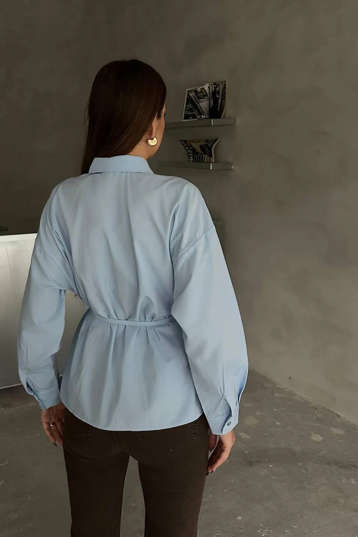 Jasmin Mavi Yandan Bağlamalı Trend Gömlek JASMIN-1453