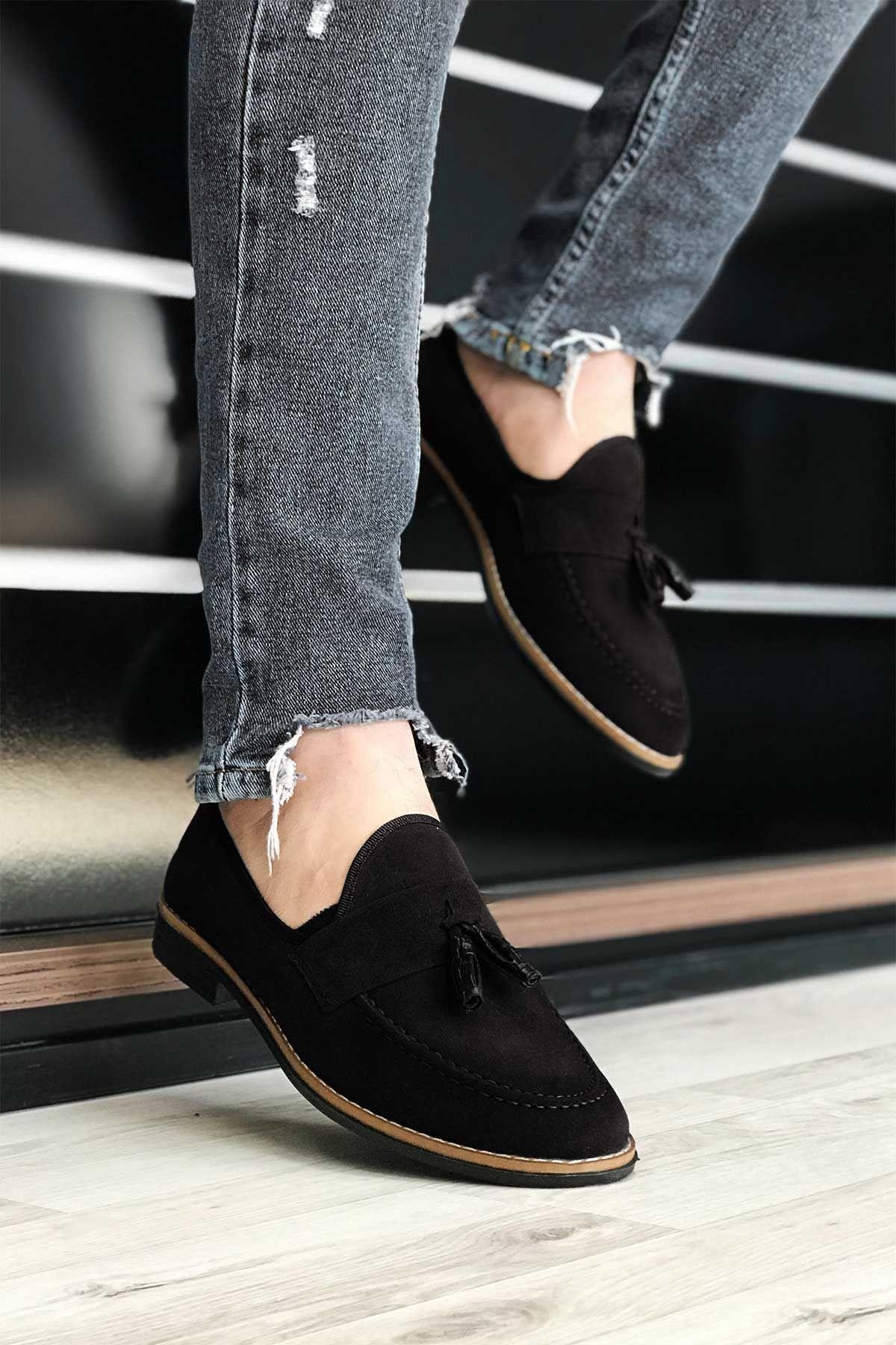 Tomıross  Loafer Süet Püsküllü Erkek Babet Ayakkabı LFRPSKL-001