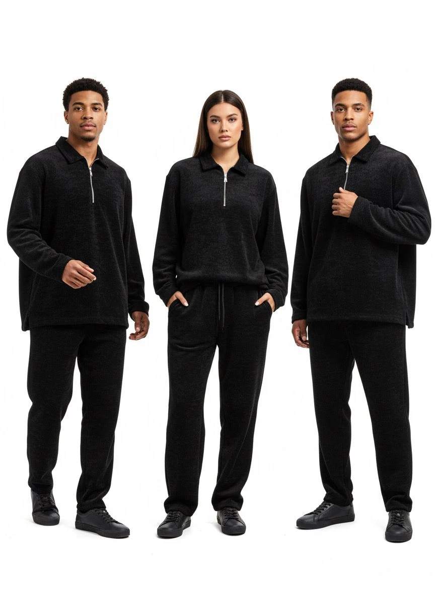 TEOS KADİFE TAKIM SİYAH