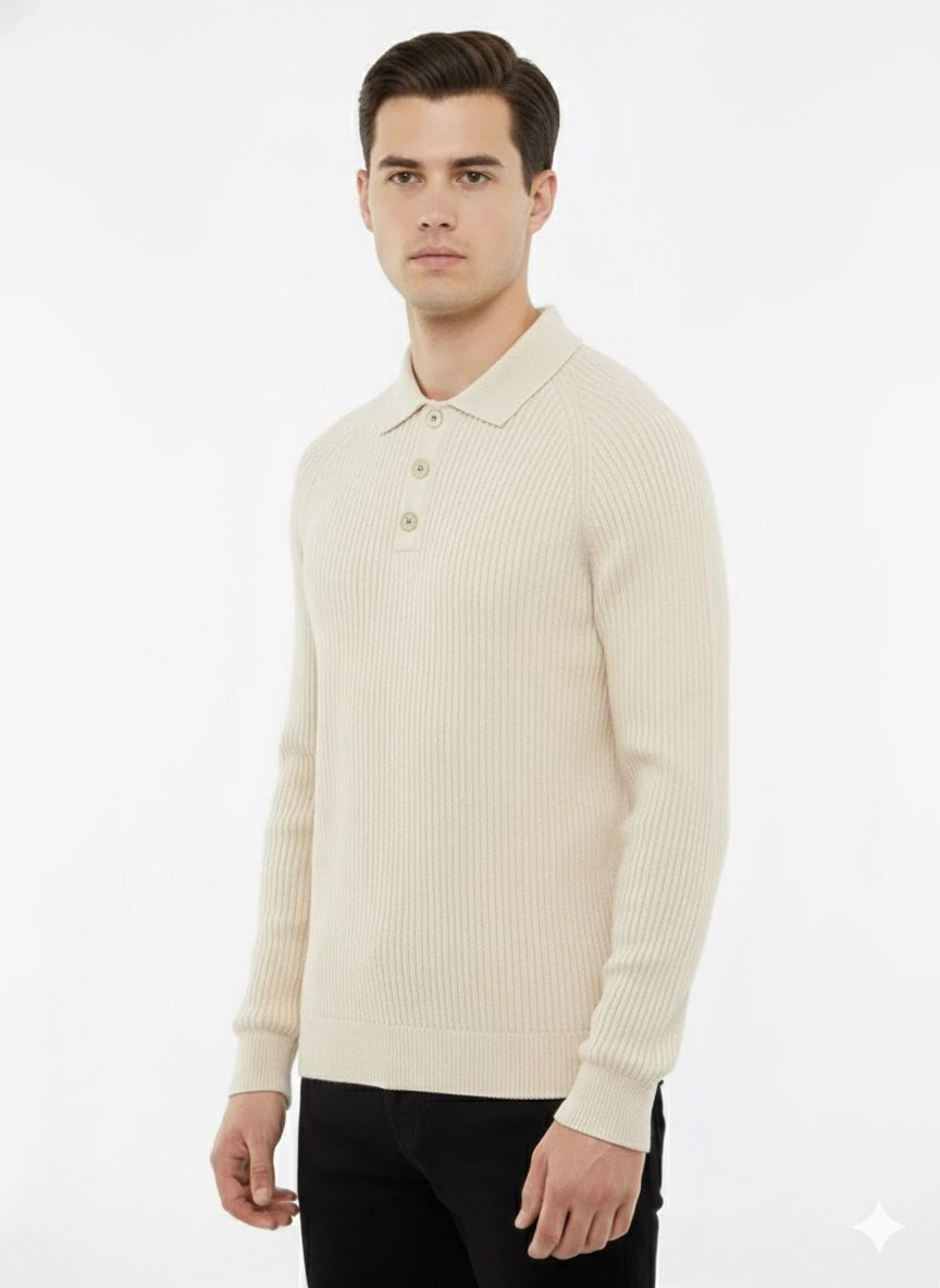 TEOS POLO YAKA TRİKO KREM