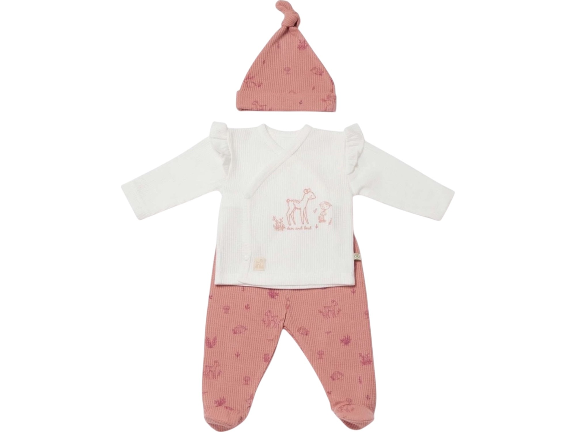 BİORGANİC YENİ DOĞAN WAFFLE DEER AND BIRD BABY 3'LÜ BEBEK TAKIMI