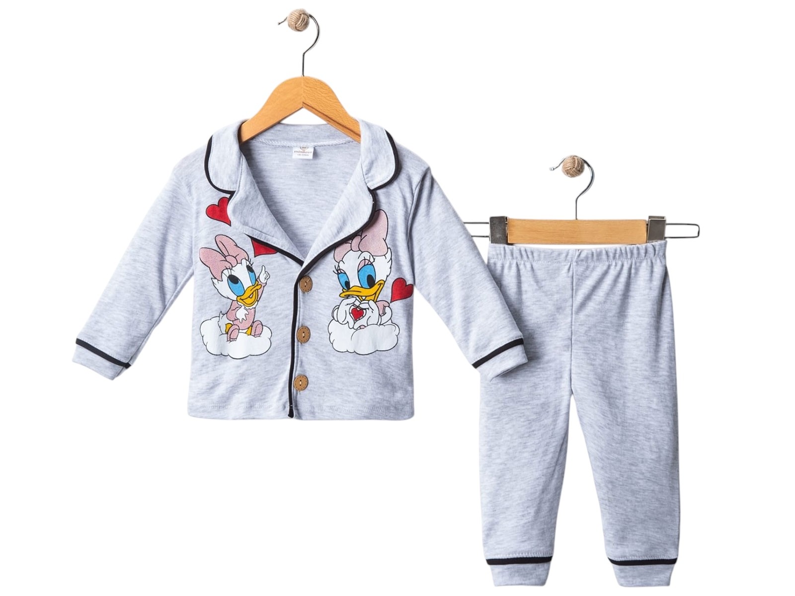 Minnie Mouse Baskılı Yakalı Kız Piajama Takım