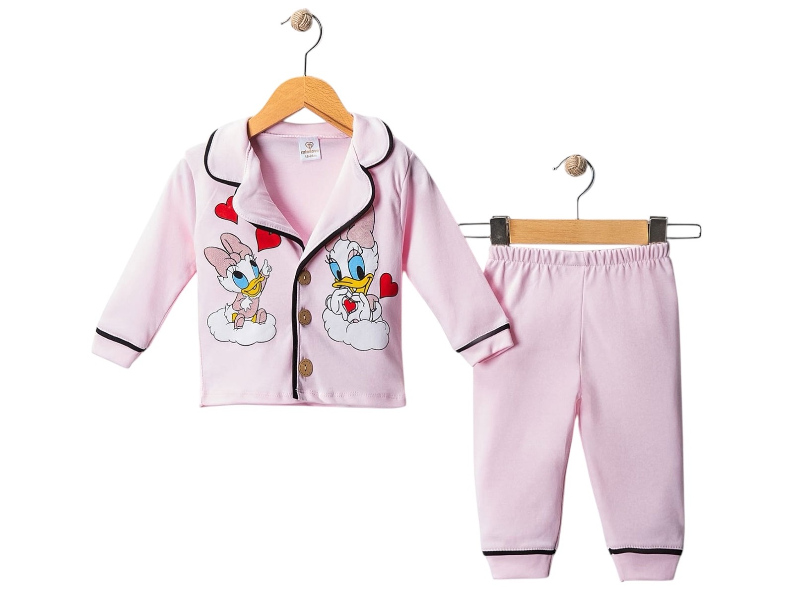 Minnie Mouse Baskılı Yakalı Kız Piajama Takım